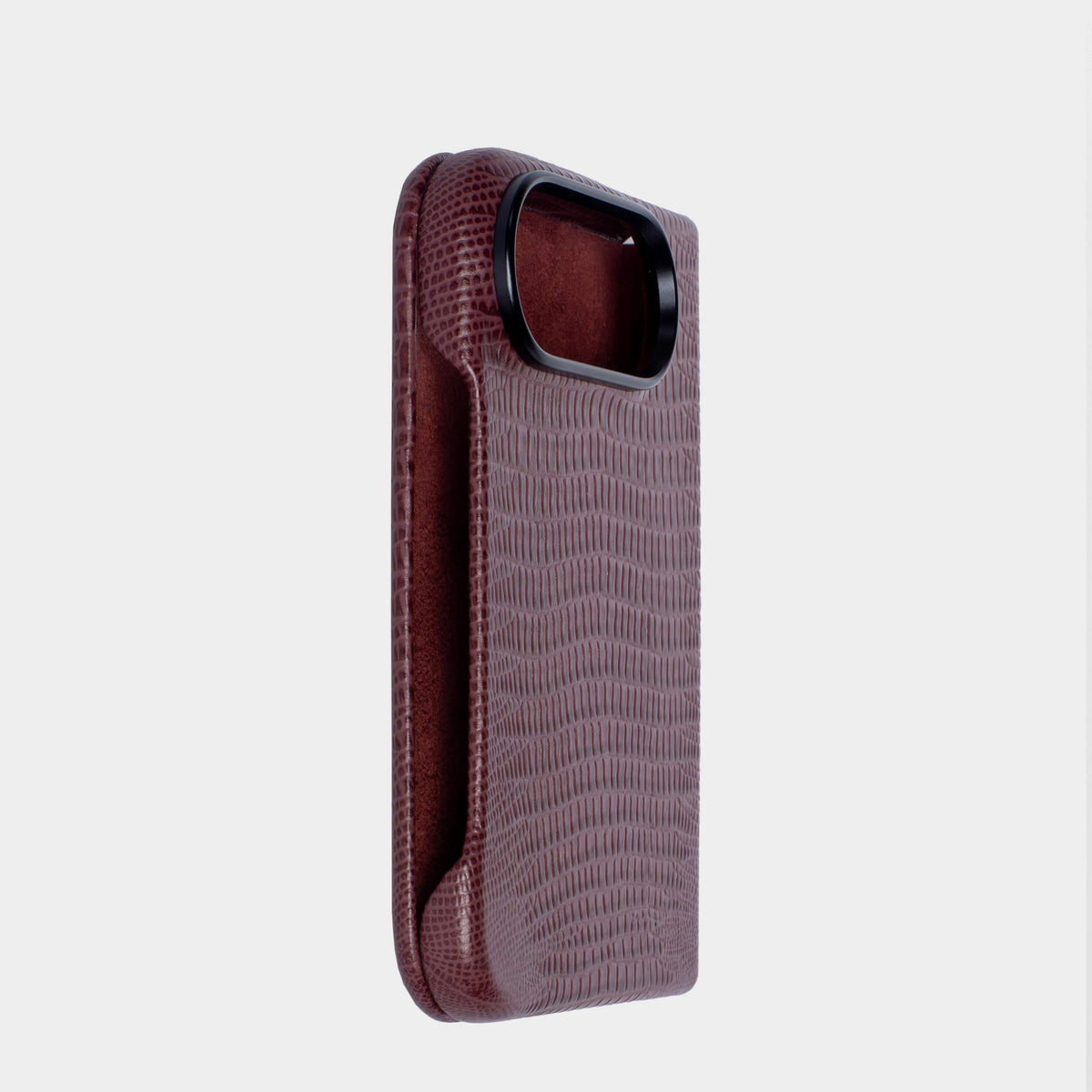 Burgundy MagSafe Lizard Leather Personalized Case iPhone Duo