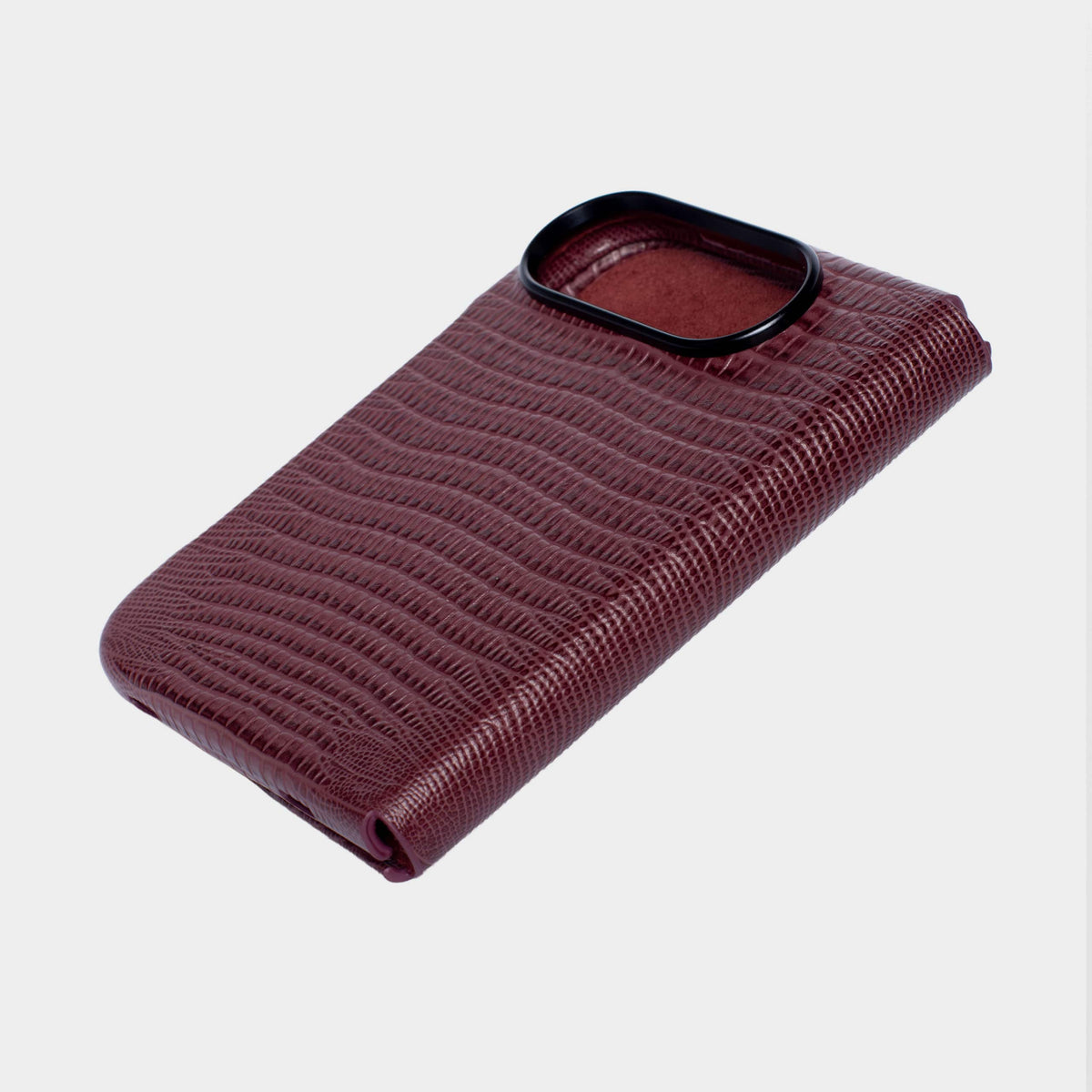 Burgundy MagSafe Lizard Leather Personalized Case iPhone Duo