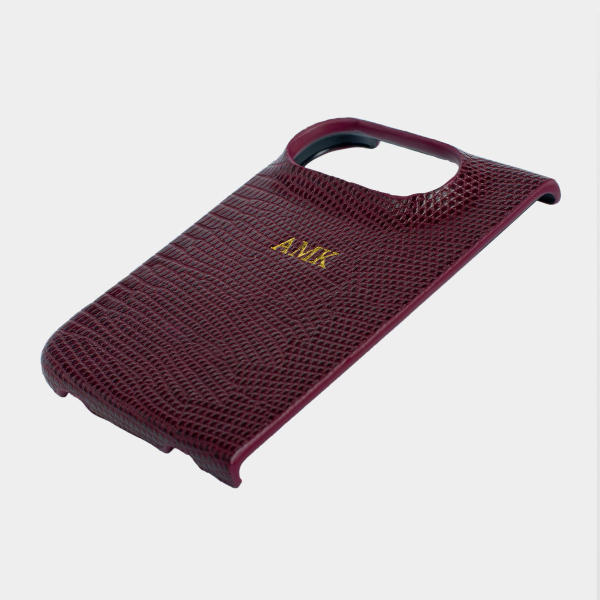 Burgundy Lizard Texture Personalized Snap Case iPhone Duo