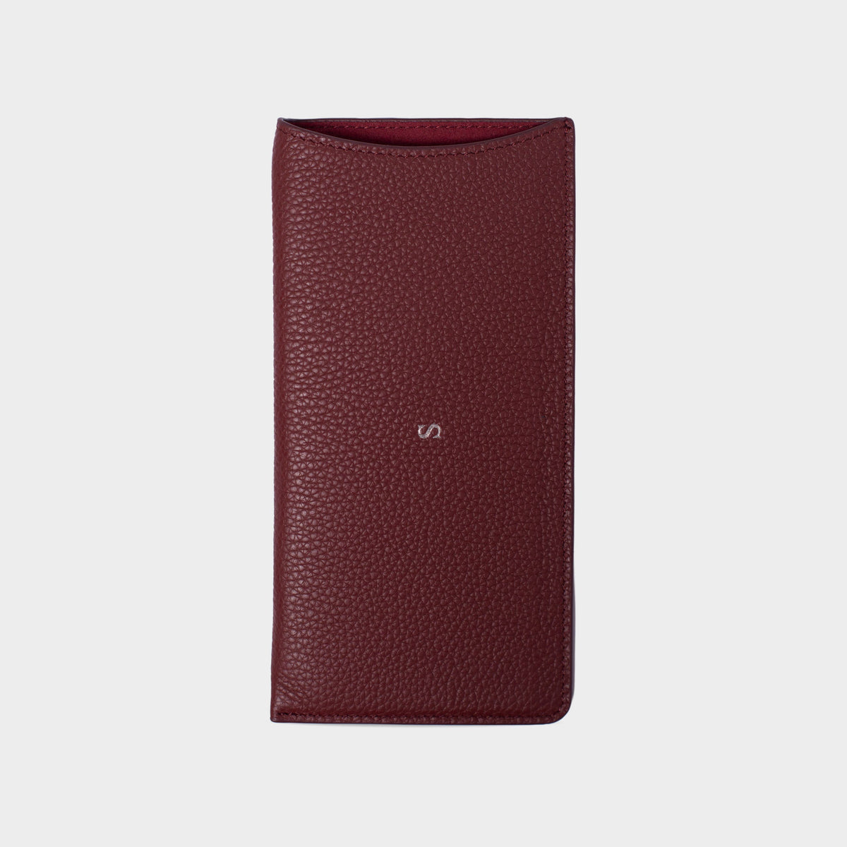 Burgundy Pebble Leather Personalized Glasses Case