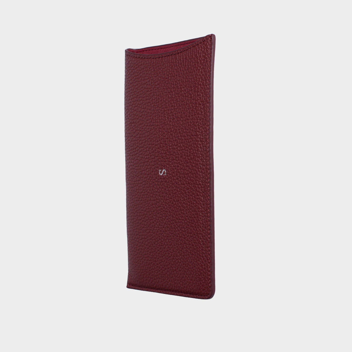 Burgundy Pebble Leather Personalized Glasses Case