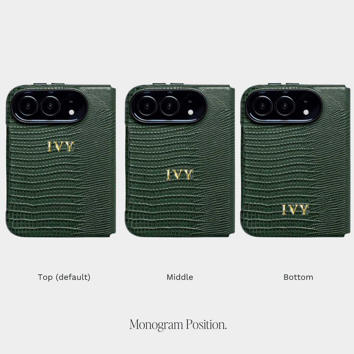 Dark Green MagSafe Lizard Leather Personalized Case iPhone Duo