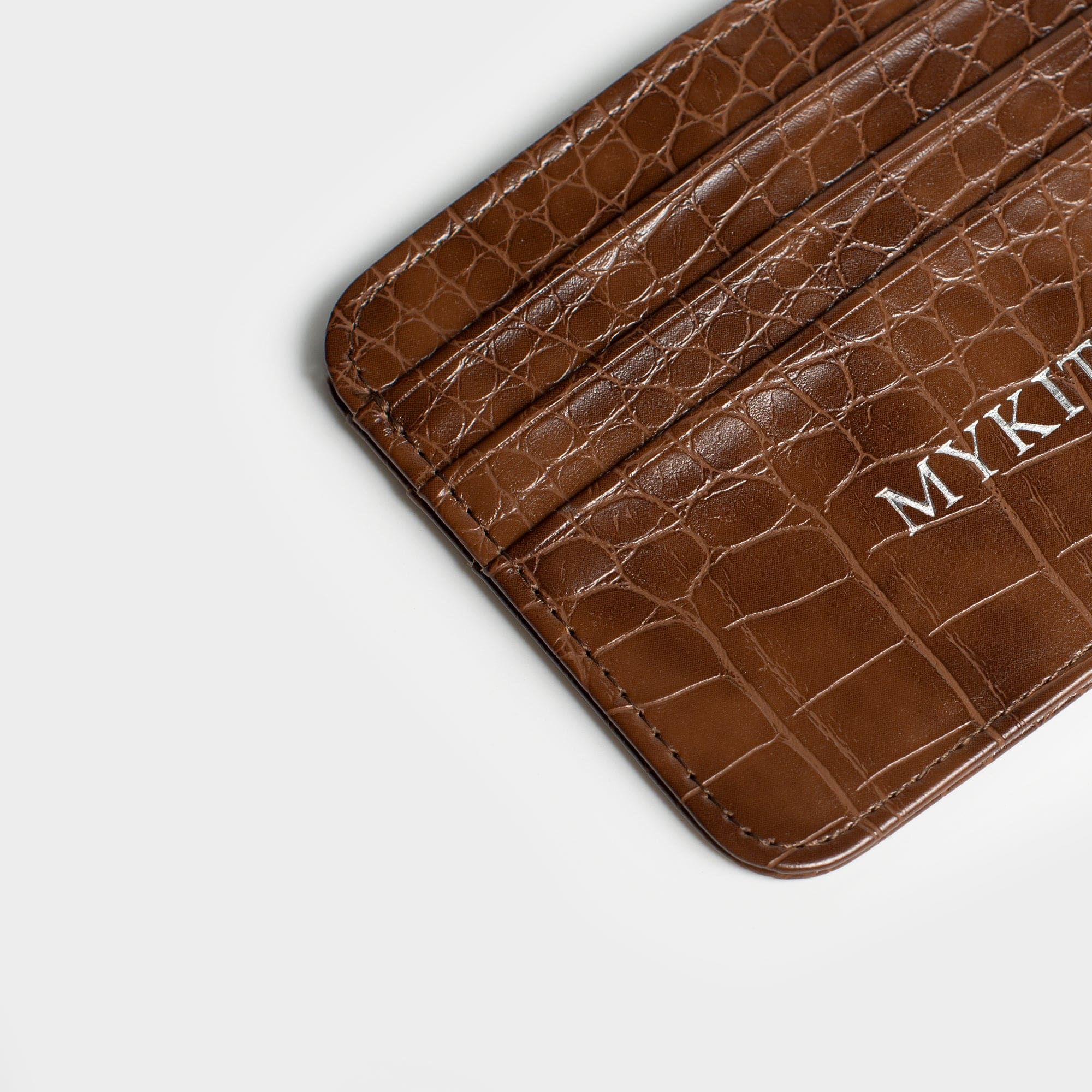 Dark Brown Lizard Texture Personalized Card Holder