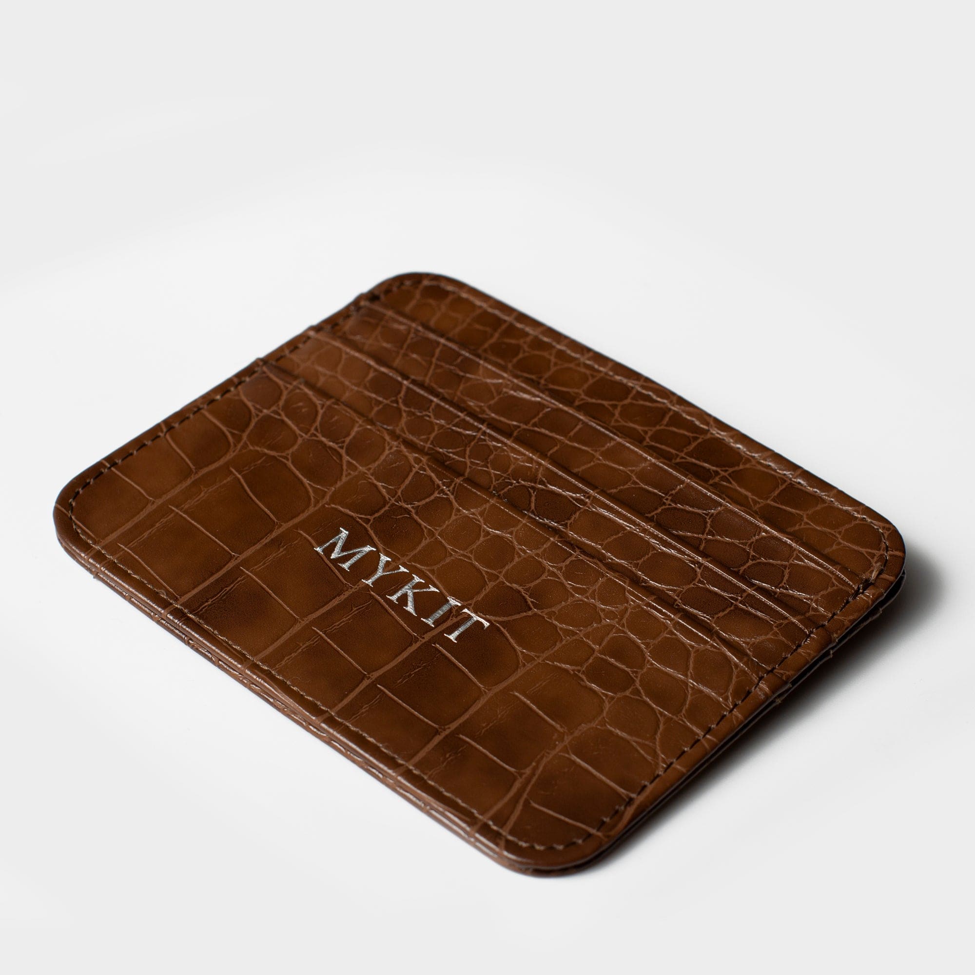 Dark Brown Lizard Texture Personalized Card Holder