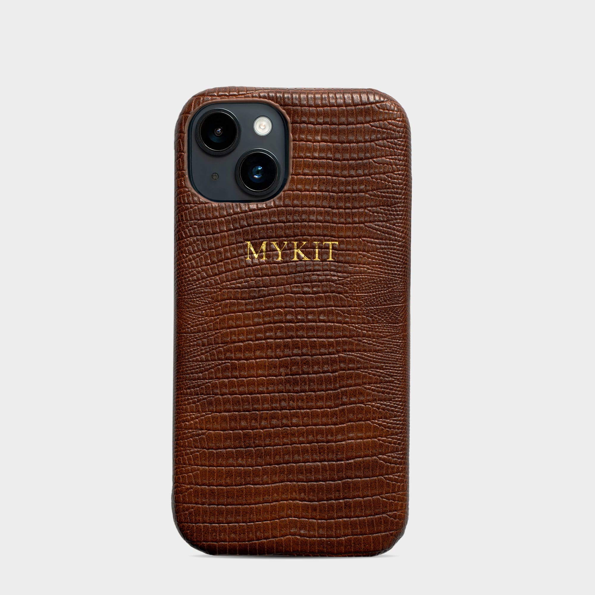 Dark Brown Lizard Texture Personalized Snap Case