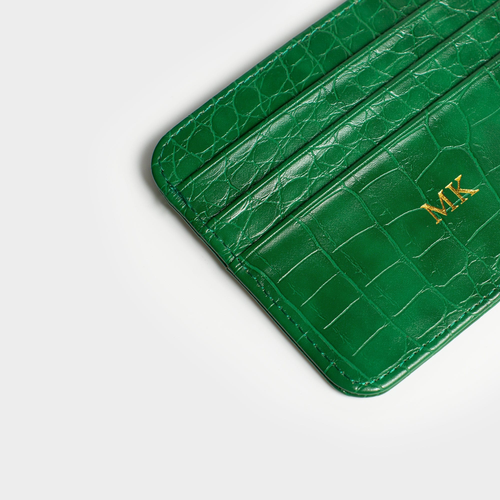 Dark Green Lizard Texture Personalized Card Holder