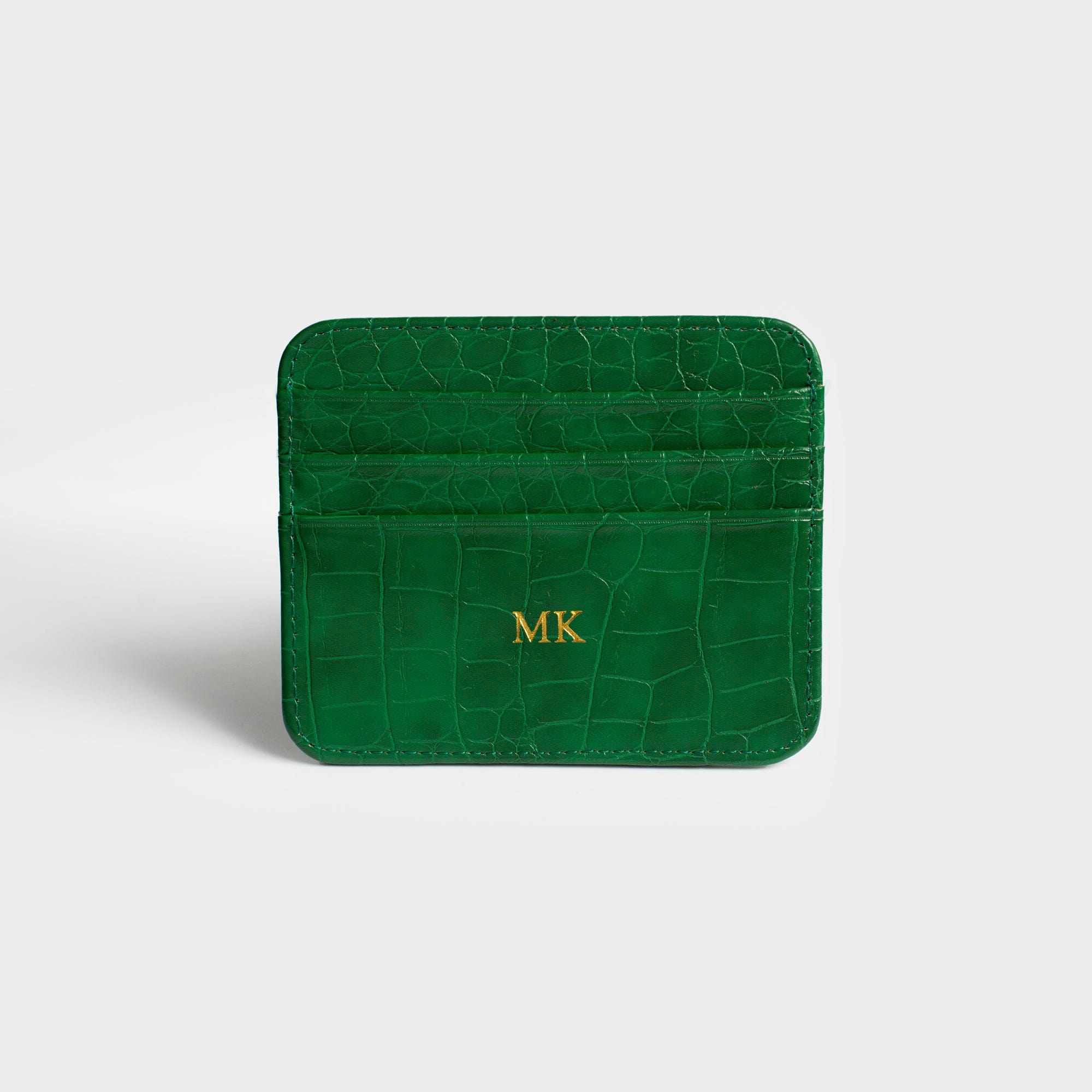 Dark Green Lizard Texture Personalized Card Holder