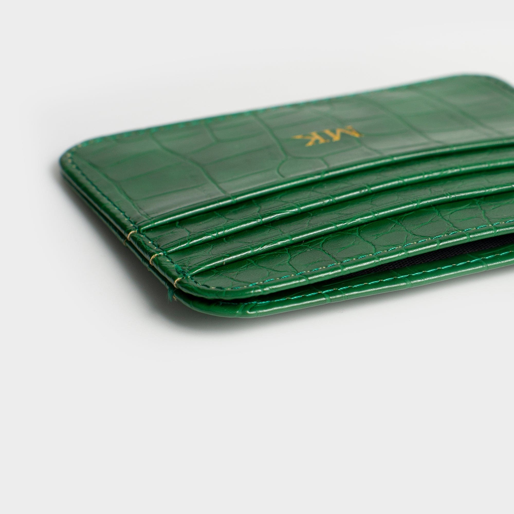 Dark Green Lizard Texture Personalized Card Holder