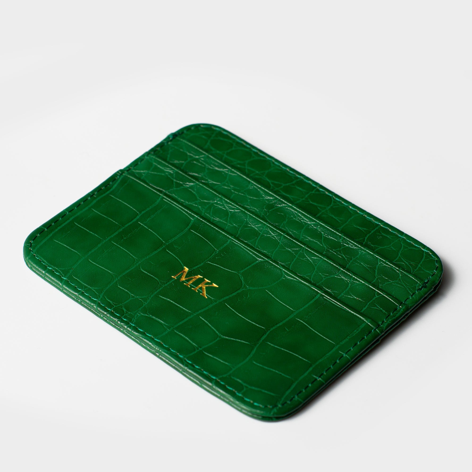 Dark Green Lizard Texture Personalized Card Holder