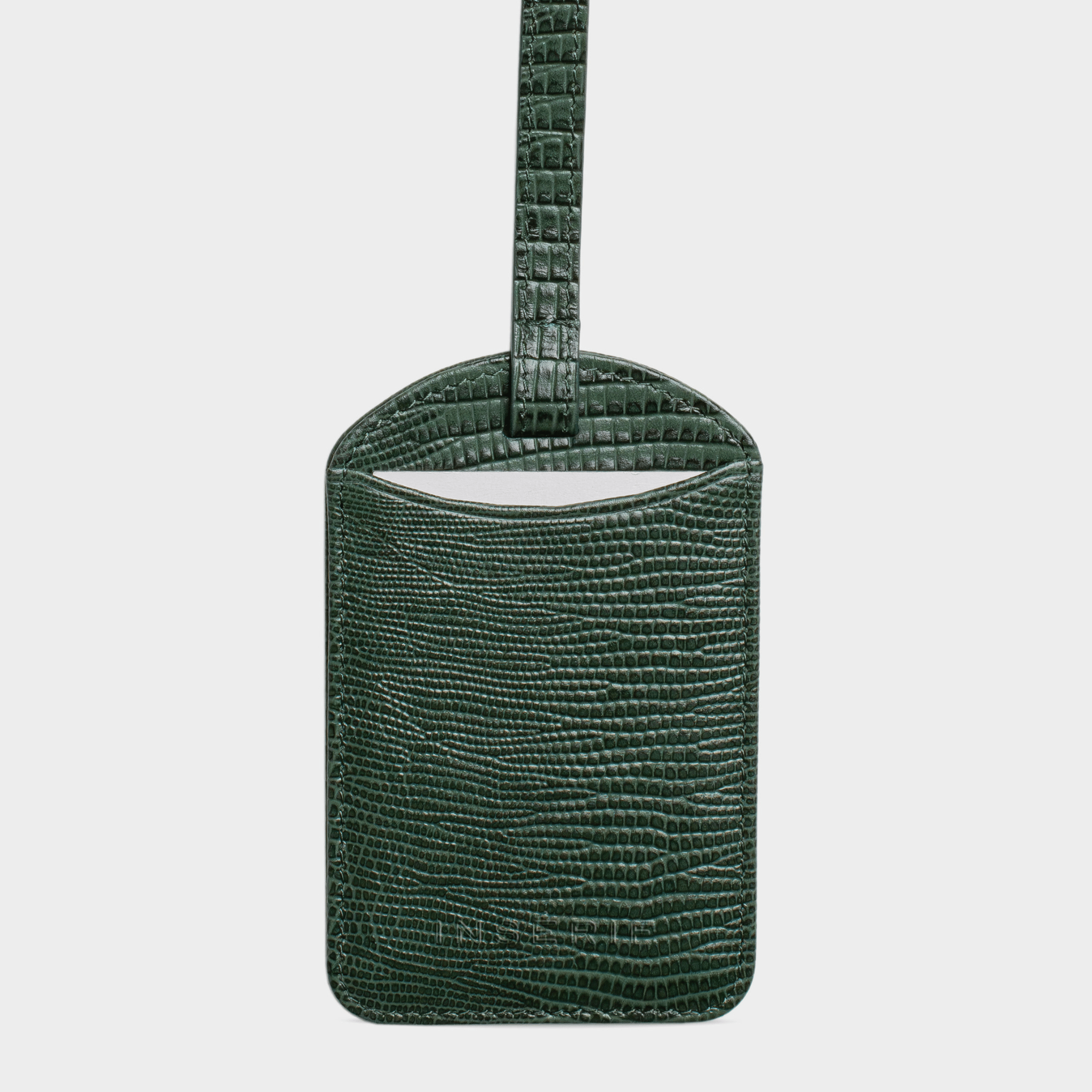 Dark Green Lizard Leather Personalized Luggage Tag