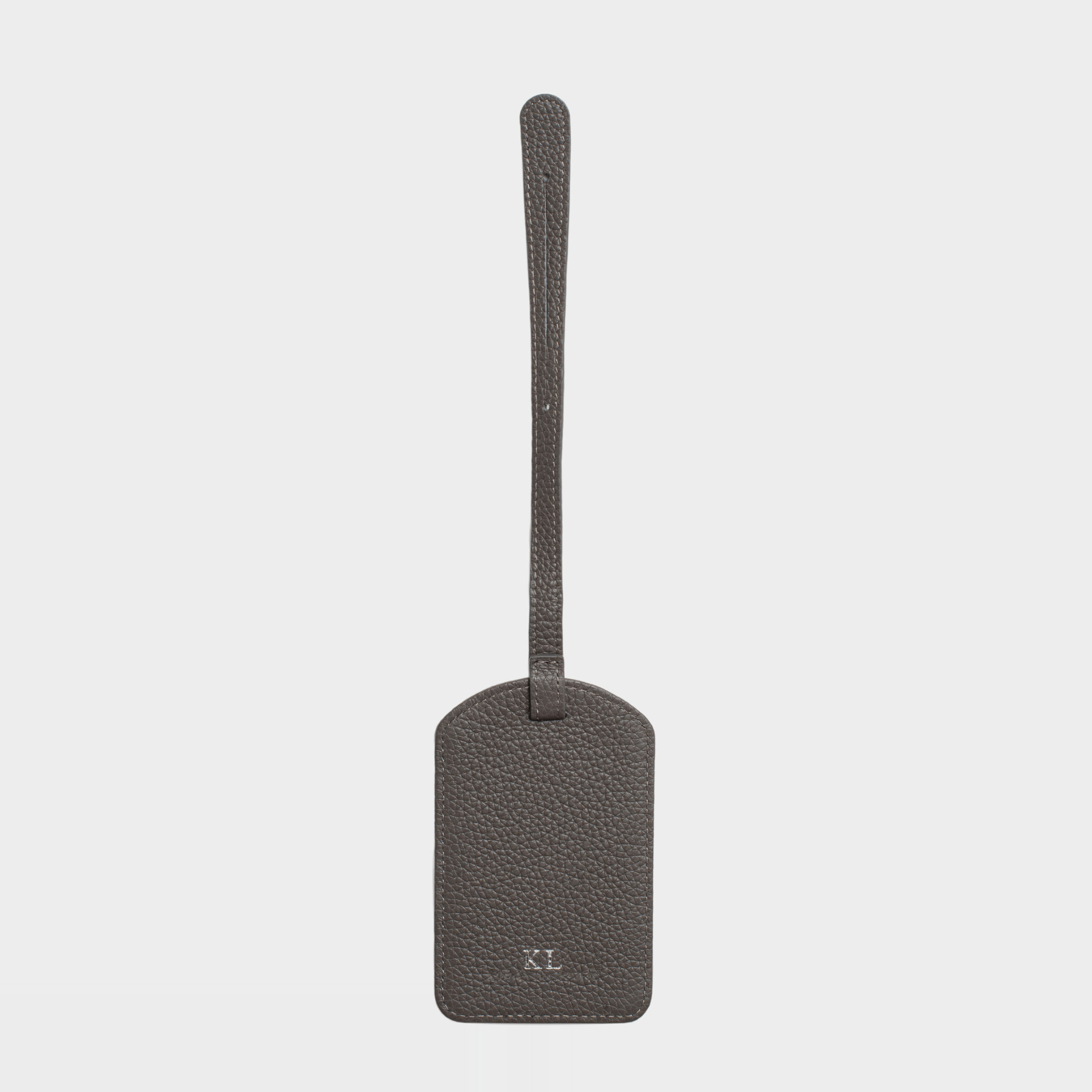 Grey Pebble Leather Personalized Luggage Tag