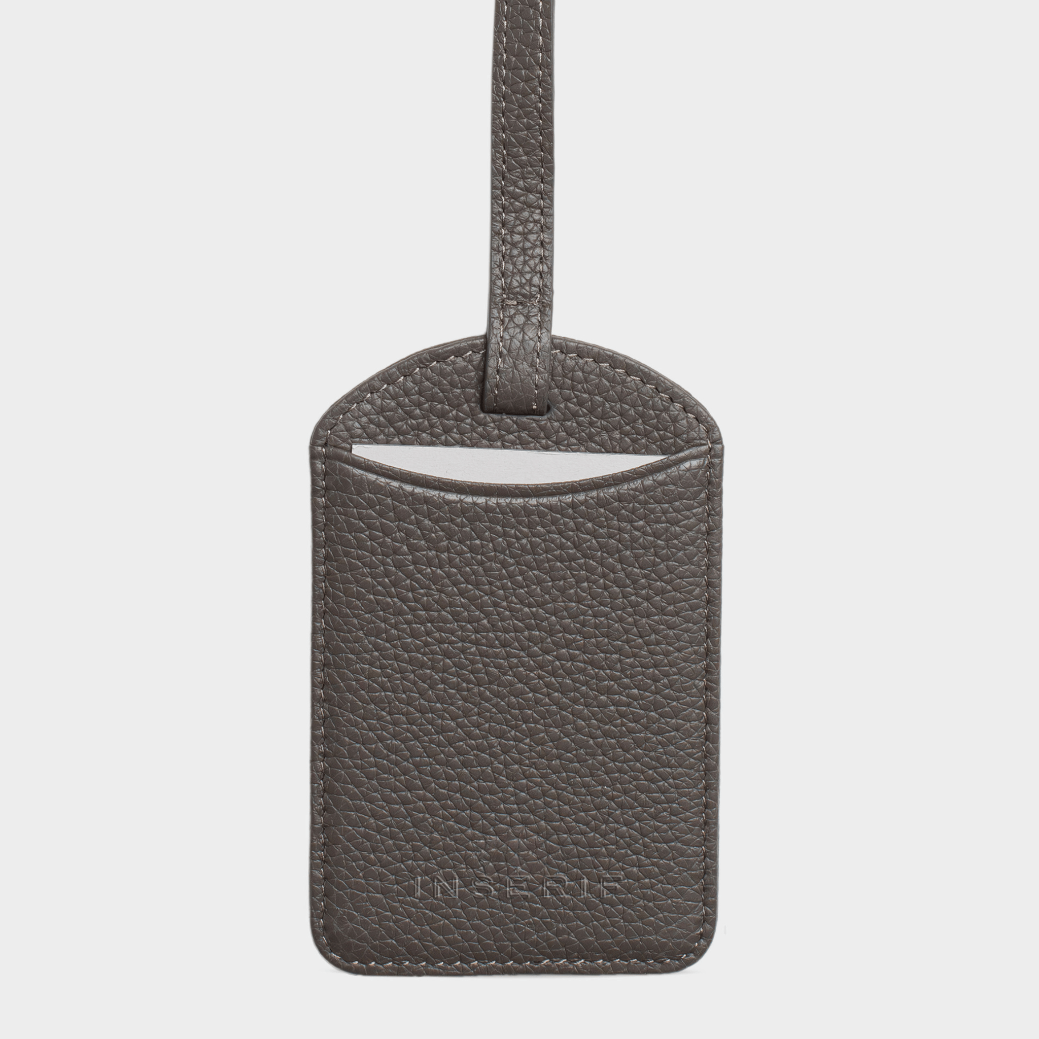 Grey Pebble Leather Personalized Luggage Tag