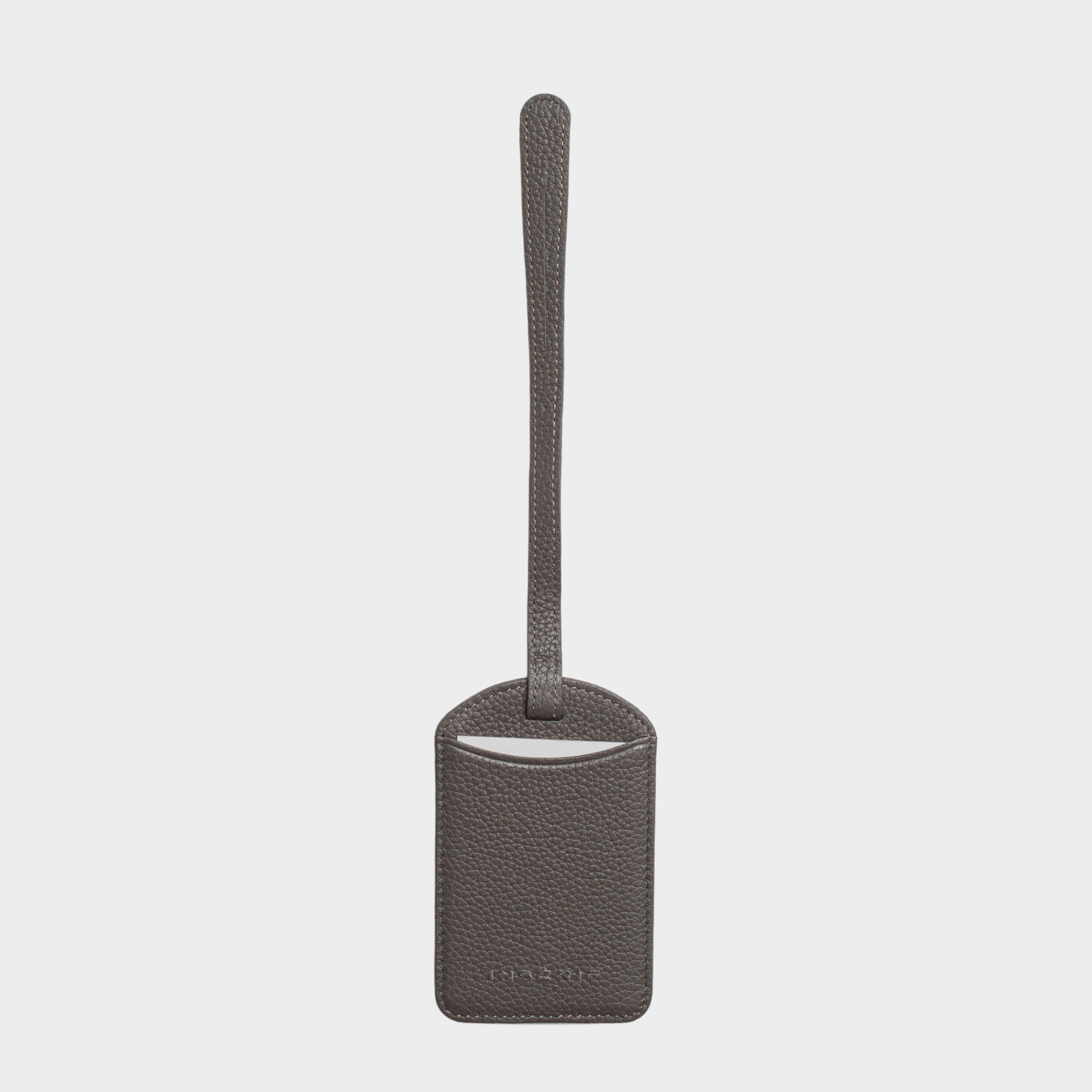 Grey Pebble Leather Personalized Luggage Tag