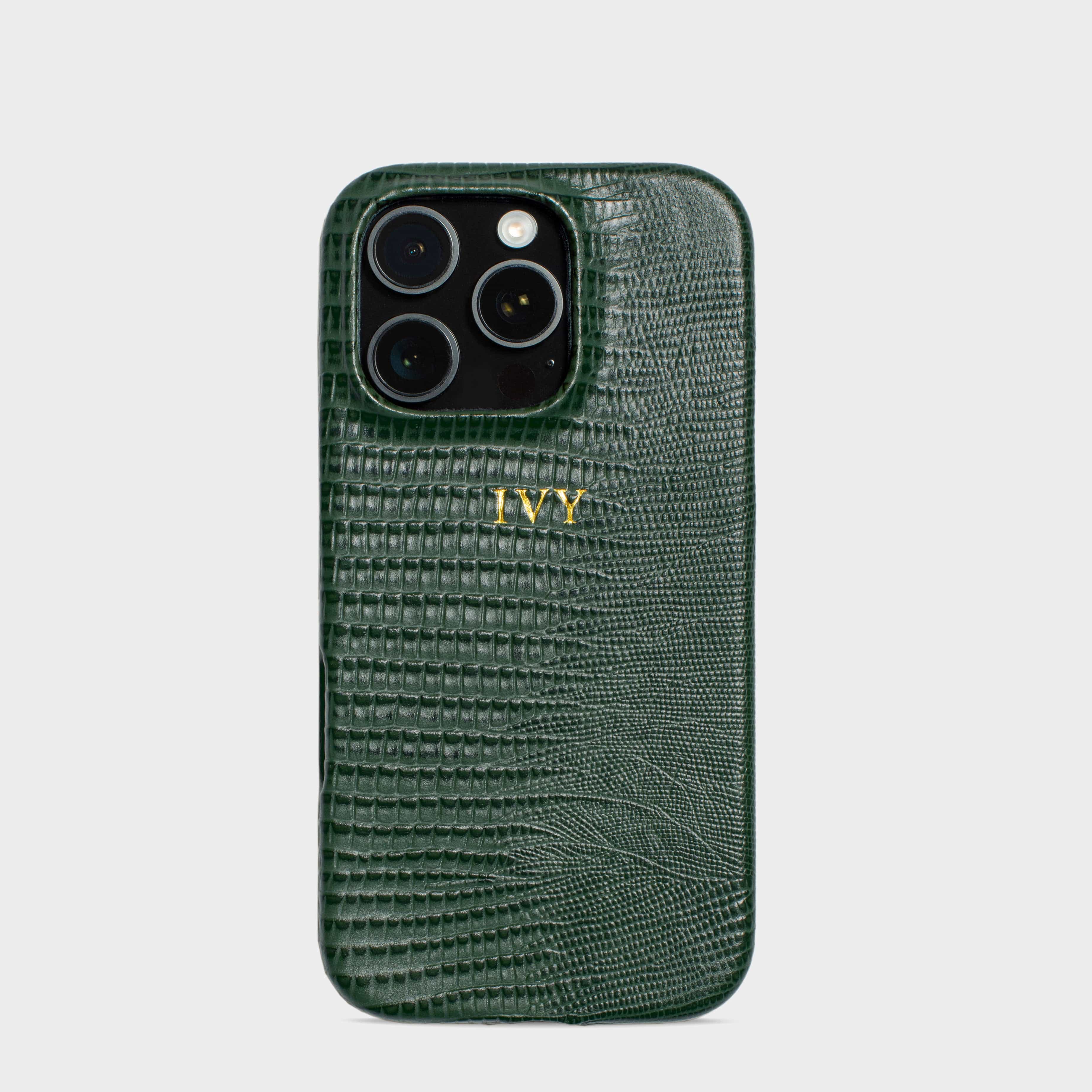 Dark Green MagSafe Lizard Leather Personalized Case