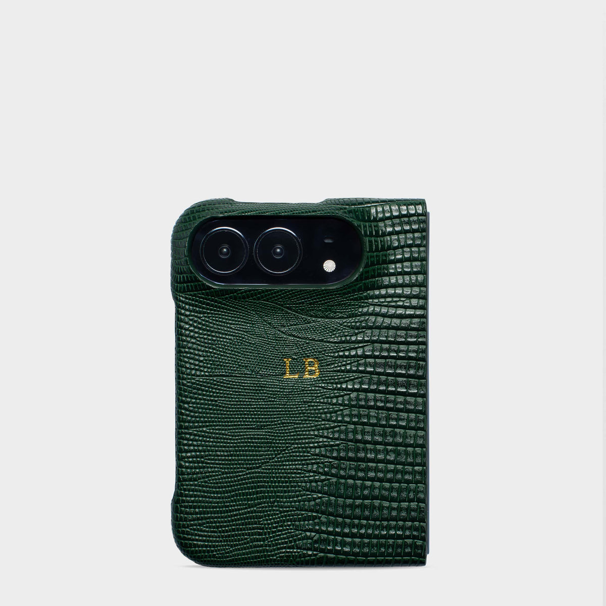 Dark Green Lizard Texture Personalized Snap Case iPhone Duo