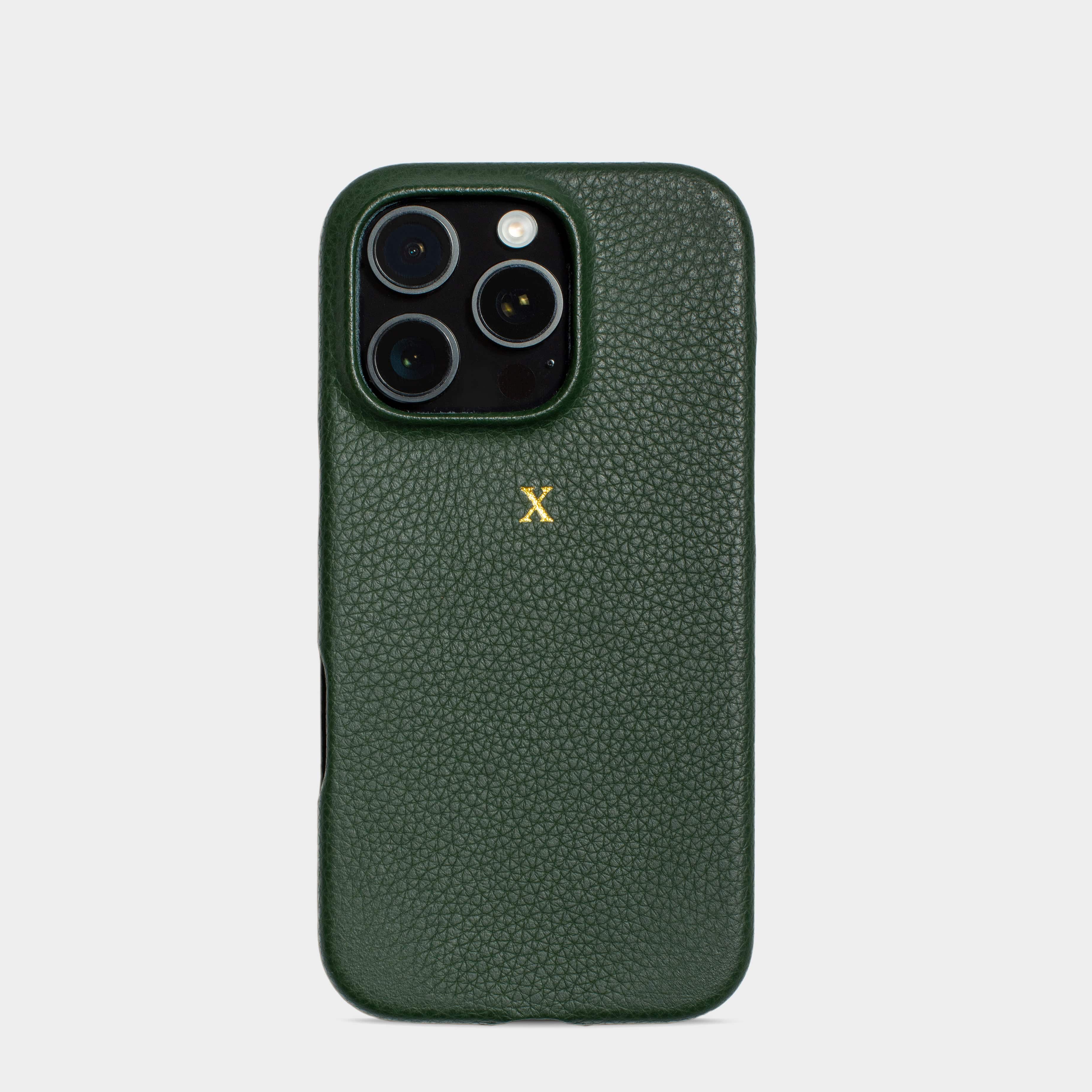 Dark Green MagSafe Pebble Leather Personalized Case