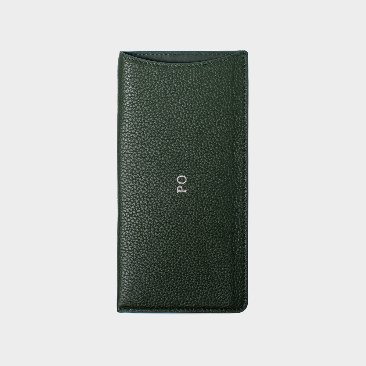 Dark Green Pebble Leather Personalized Glasses Case