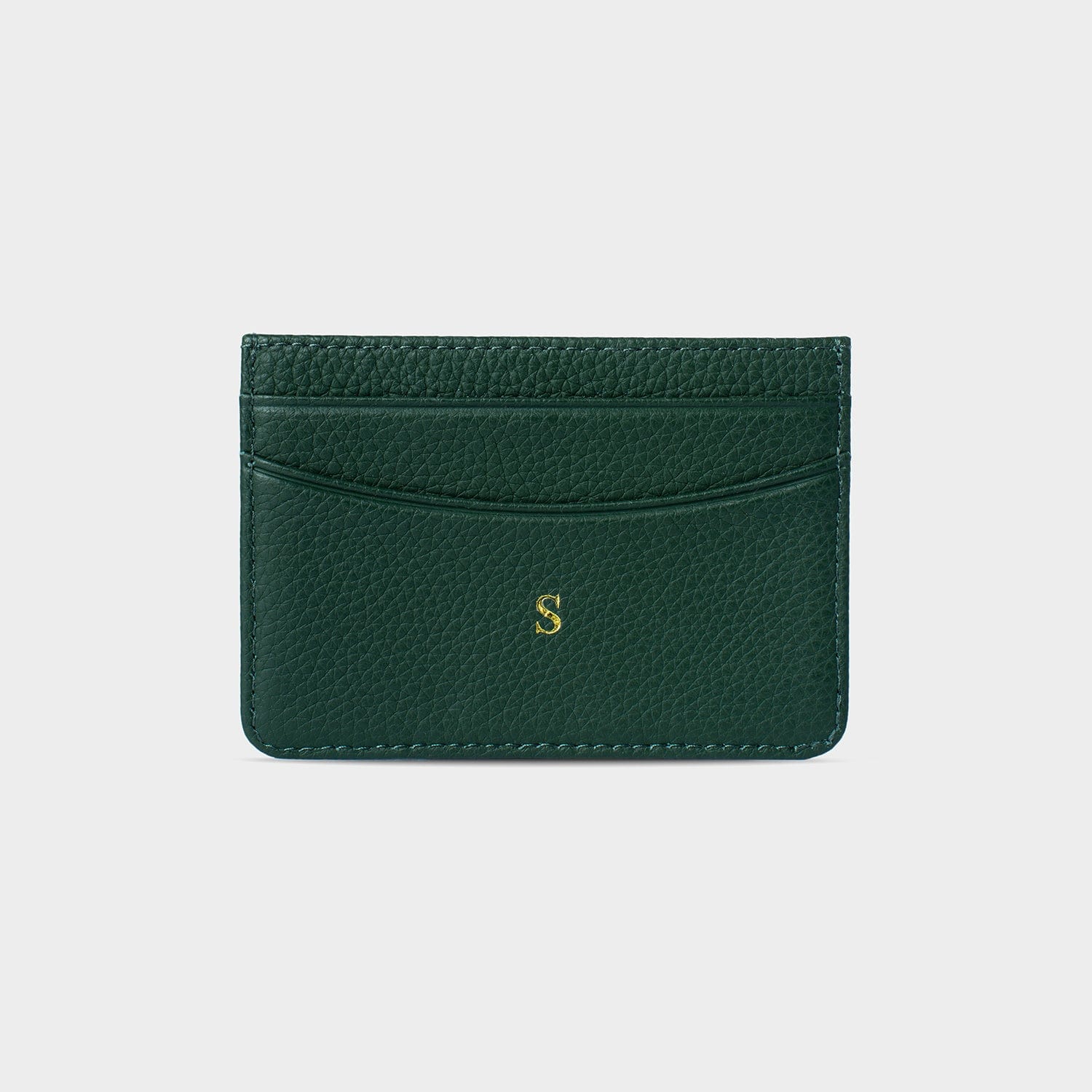 Dark Green Leather Personalized Card Holder