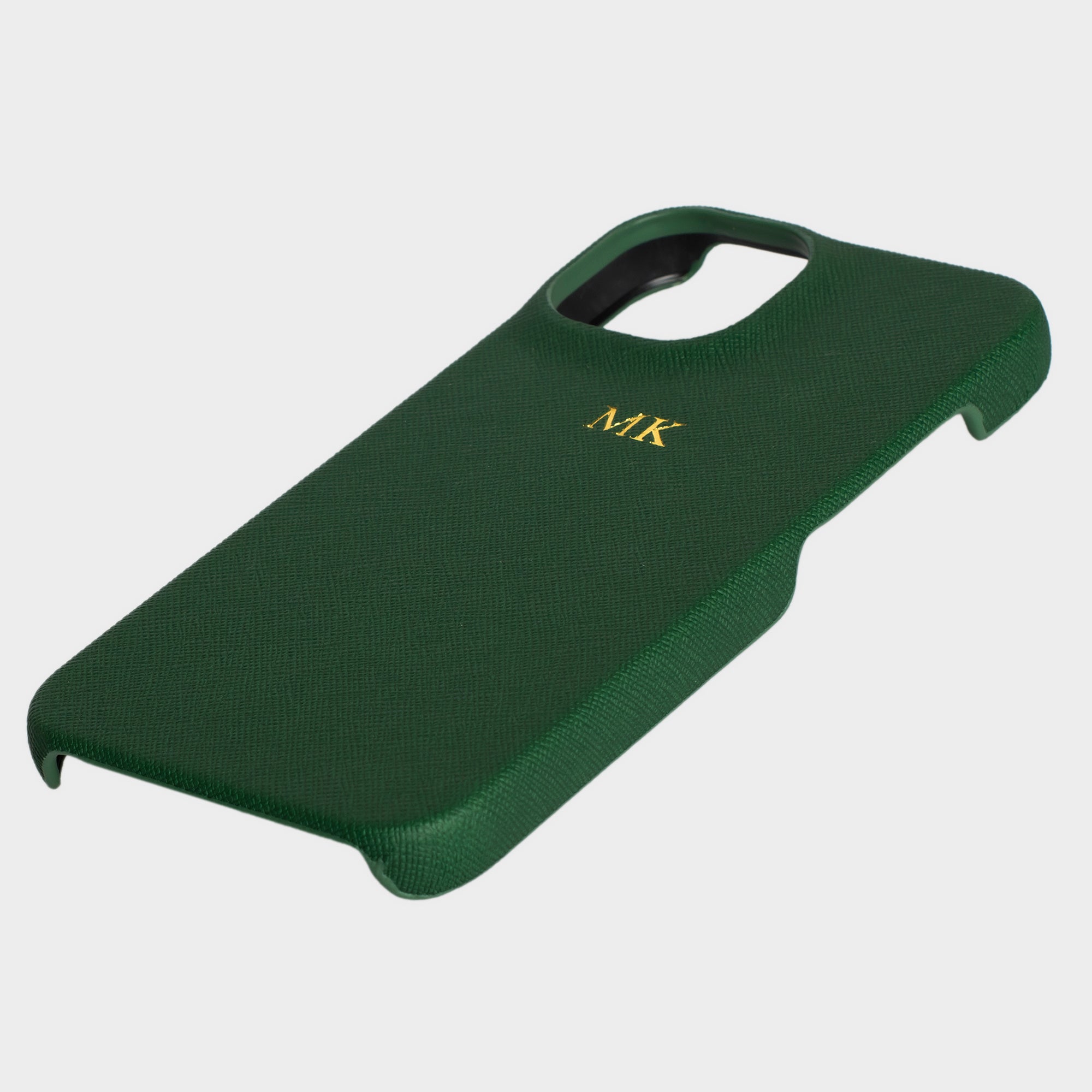 Dark Green Saffiano Texture Personalized Snap Case