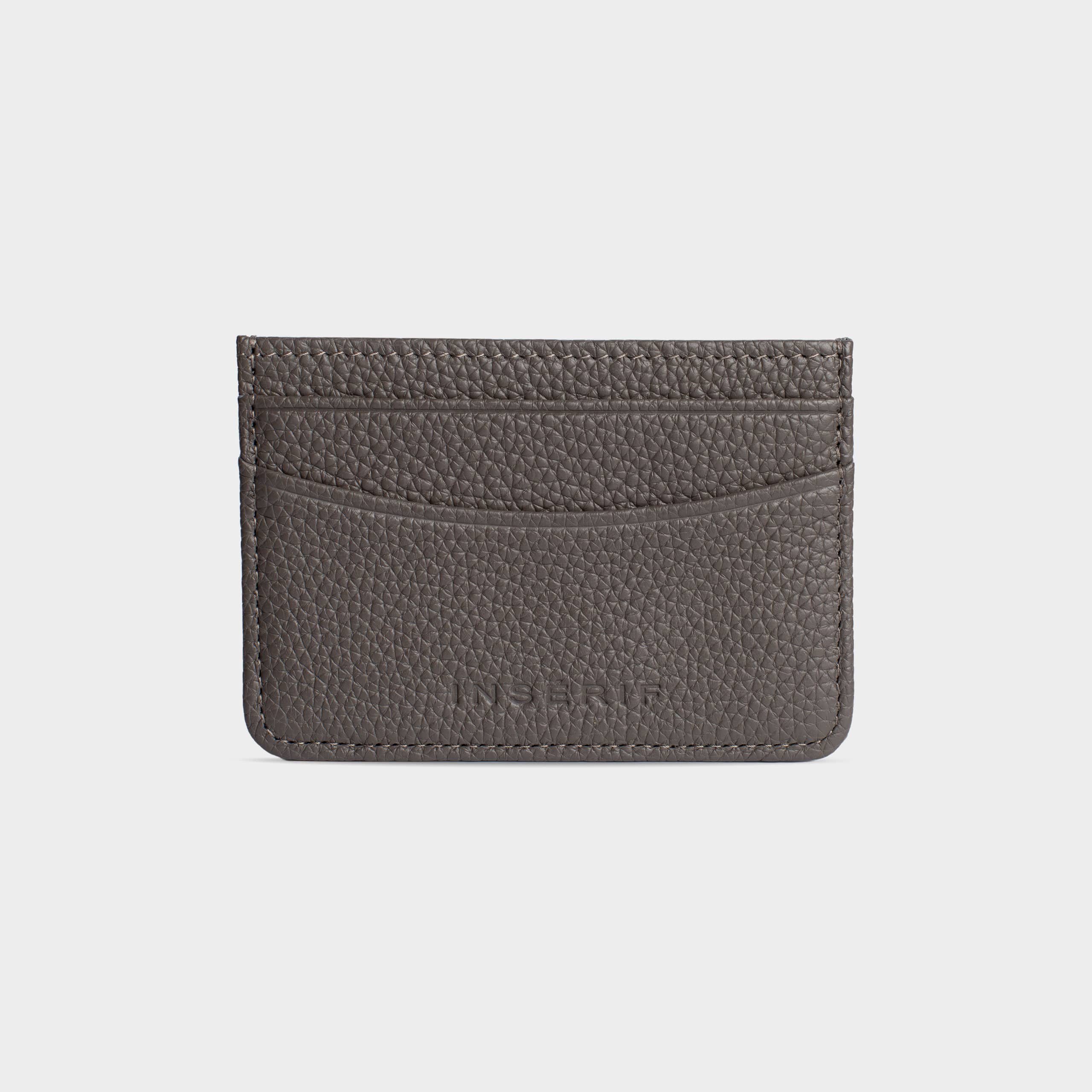 Grey Pebble Leather Personalized Card Holder
