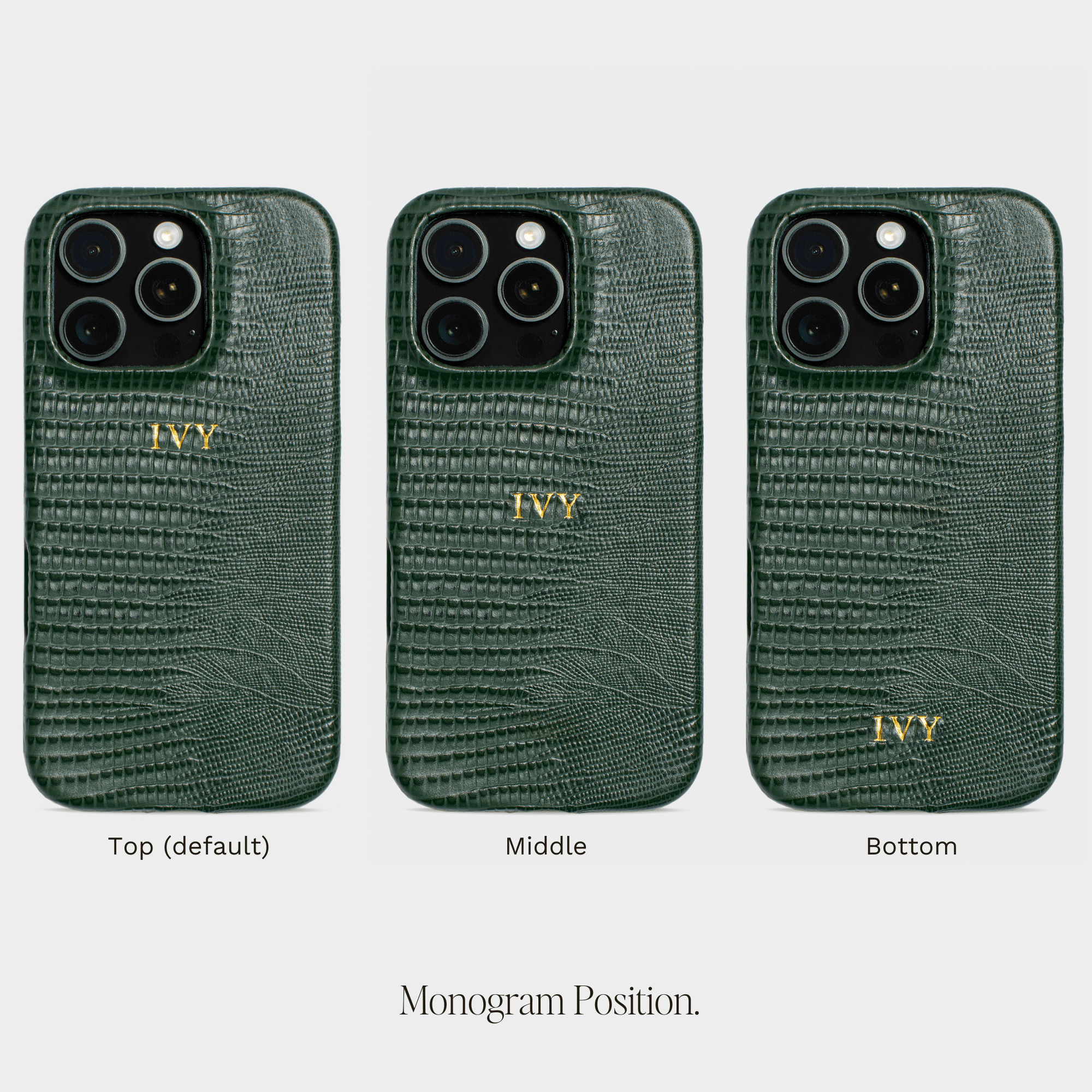 Dark Green MagSafe Lizard Leather Personalized Case