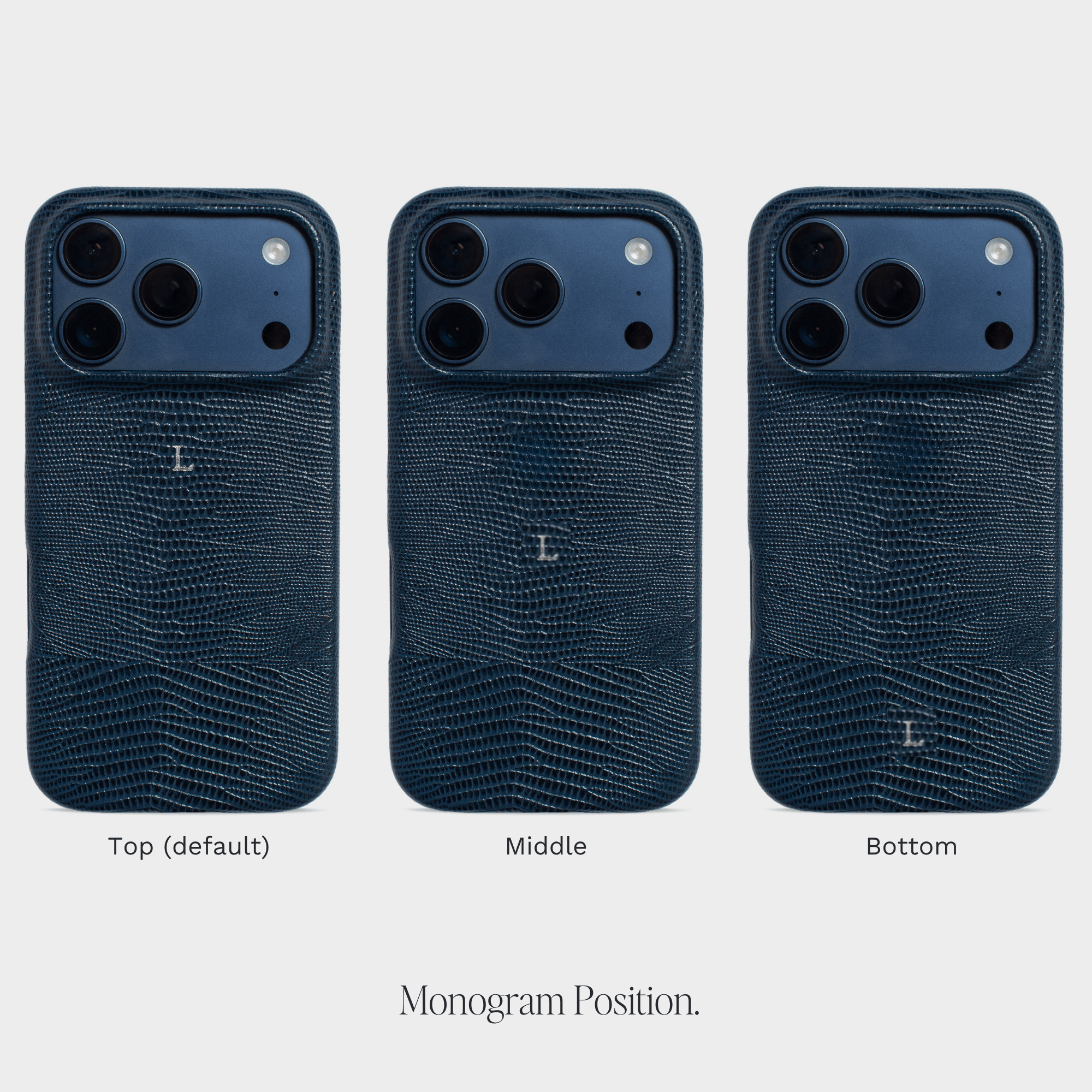 Navy MagSafe Lizard Leather Personalized Case