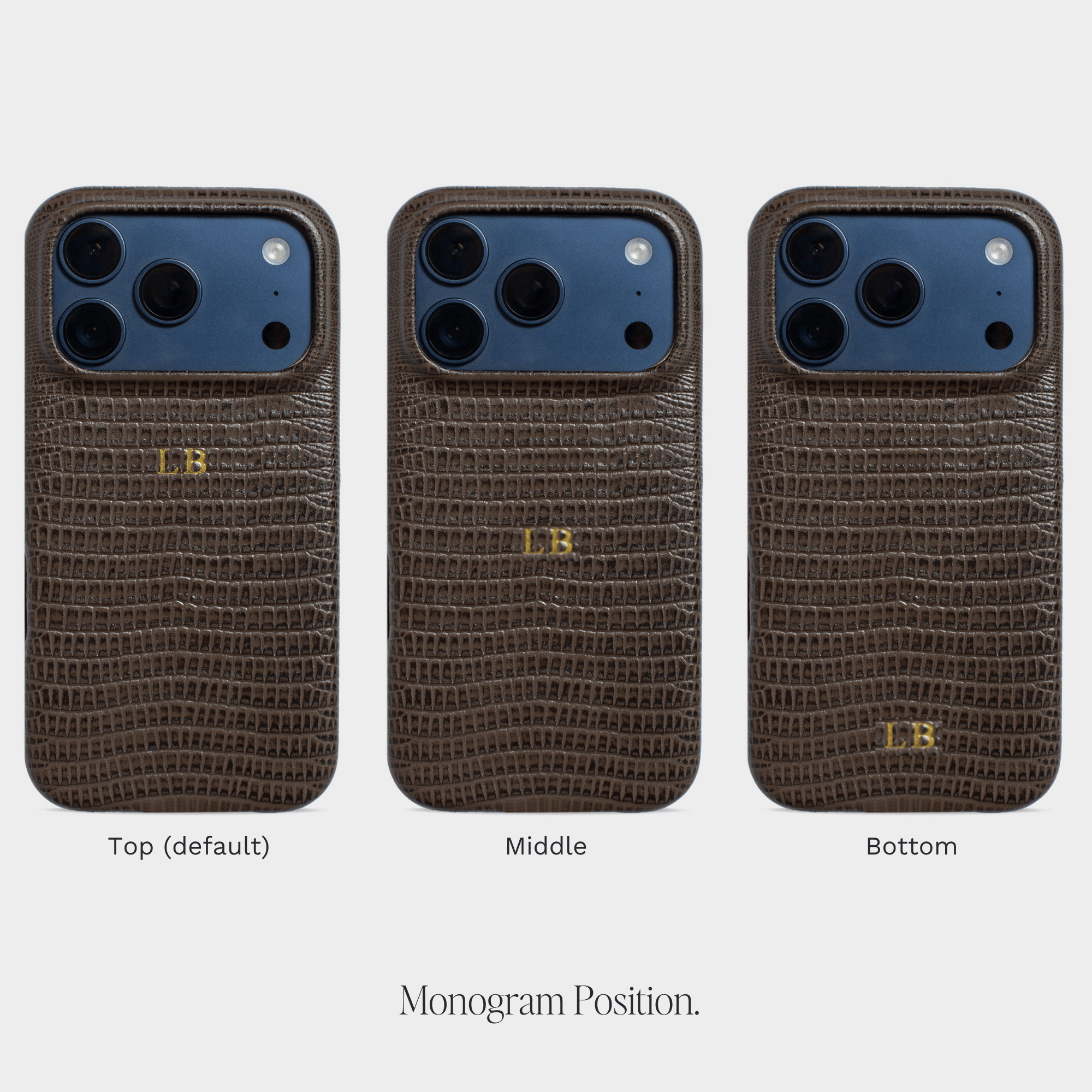 Dark Brown MagSafe Lizard Leather Personalized Case