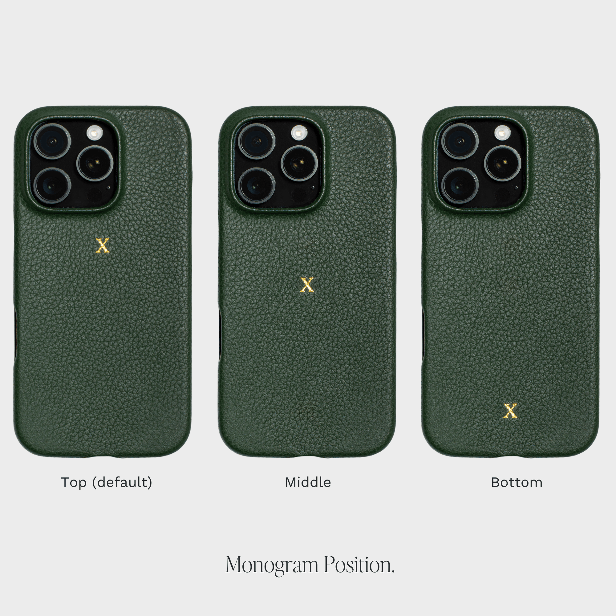 Dark Green MagSafe Pebble Leather Personalized Case