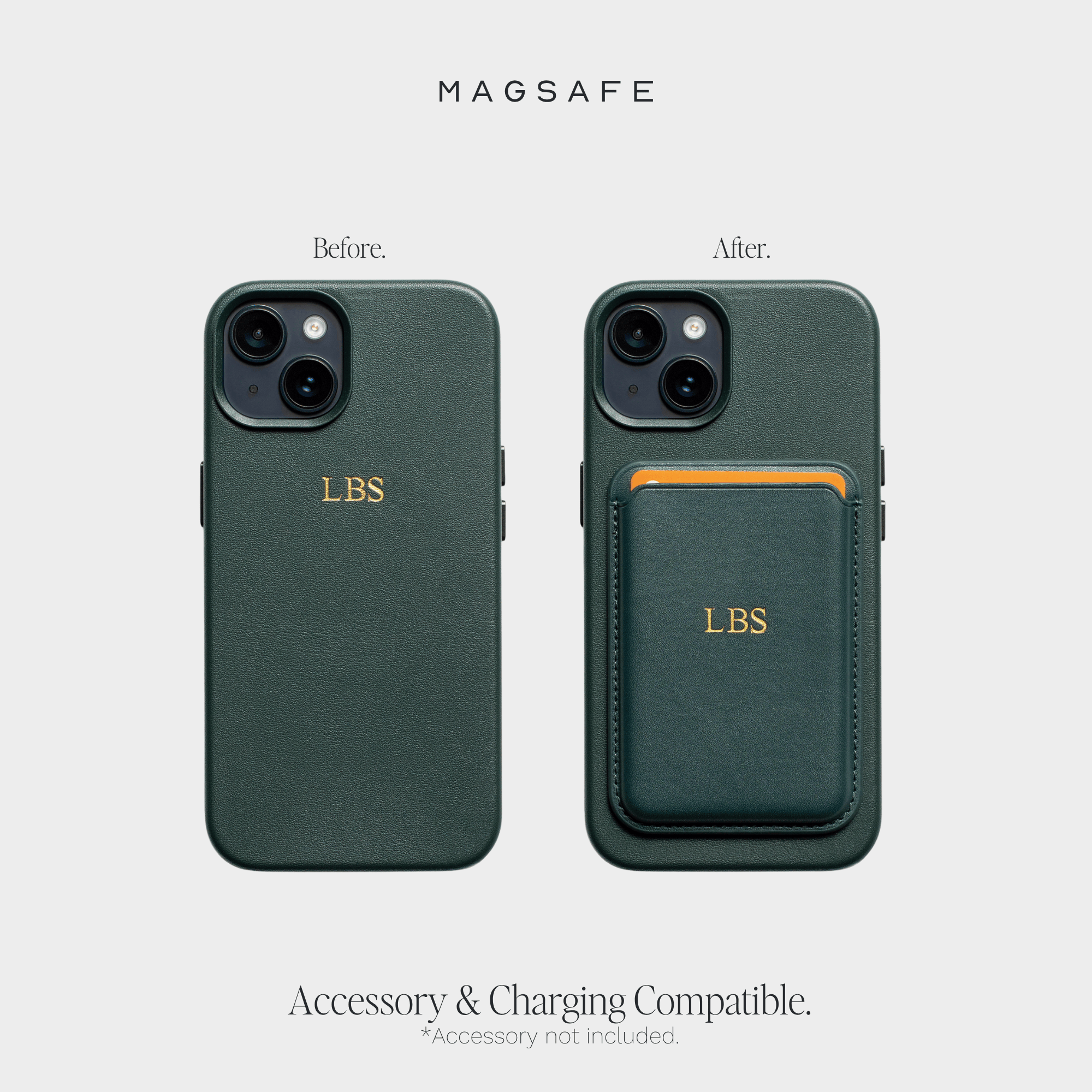 Dark Green MagSafe Grain Texture Personalized Case