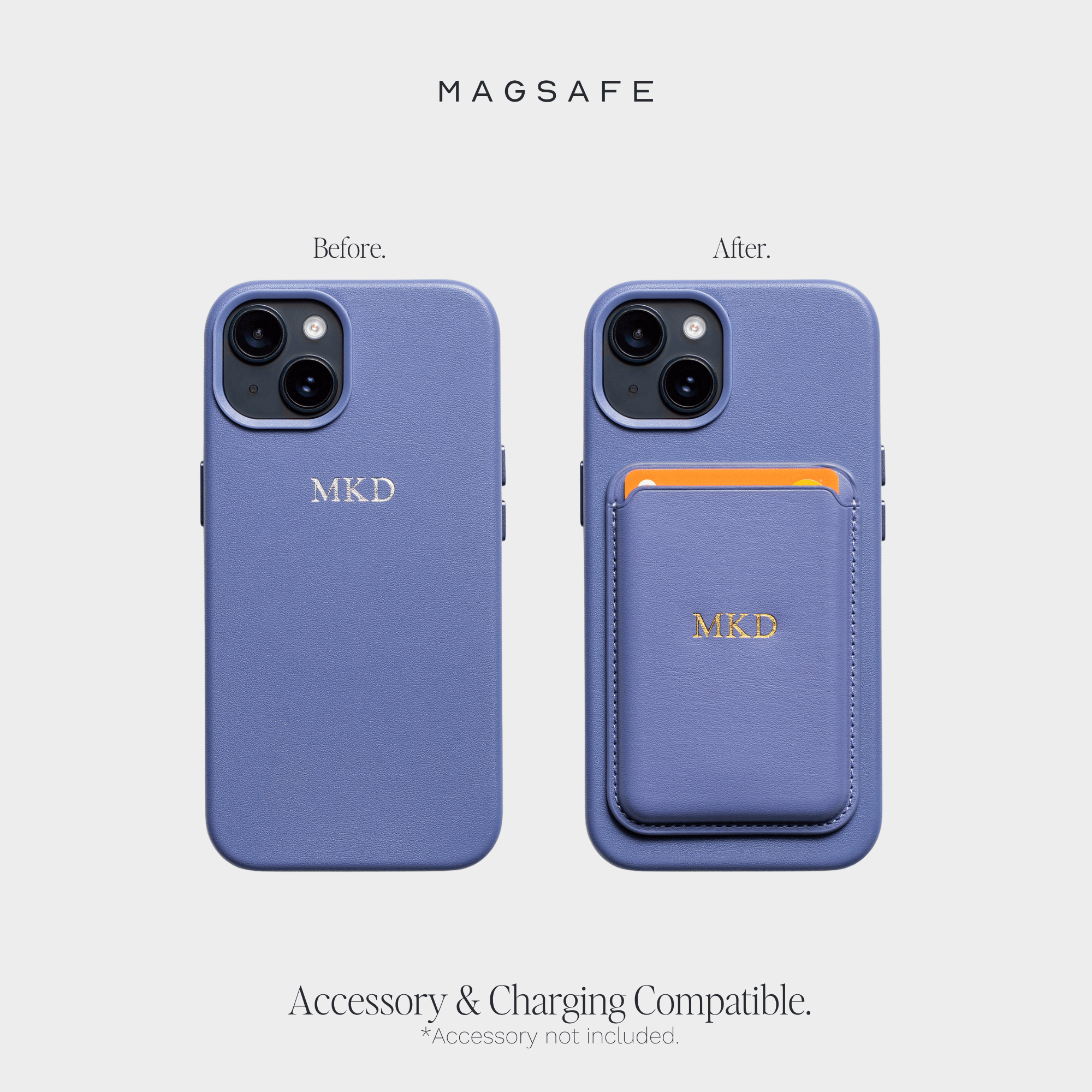 Light Blue MagSafe Grain Texture Personalized Case