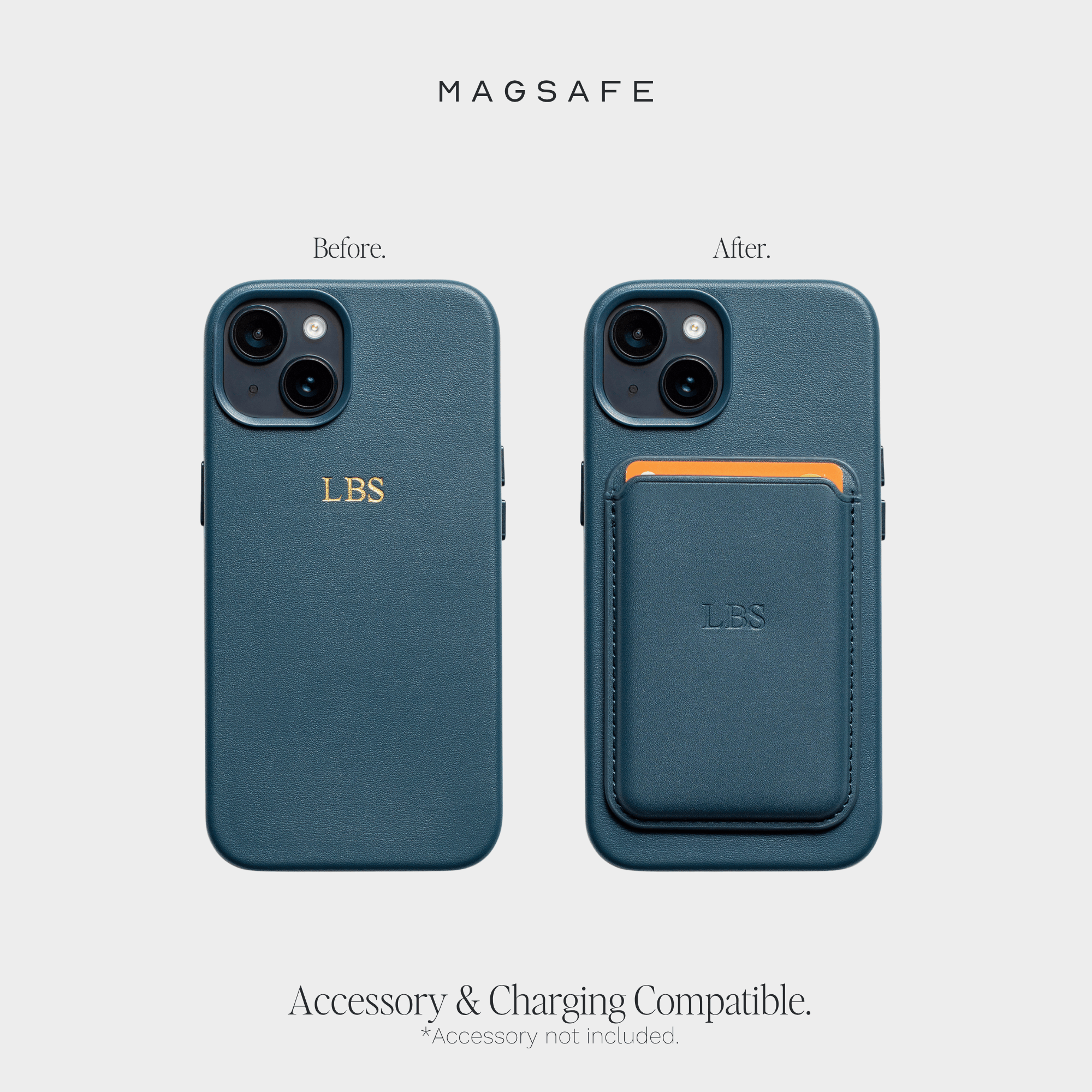 Navy MagSafe Grain Texture Personalized Case