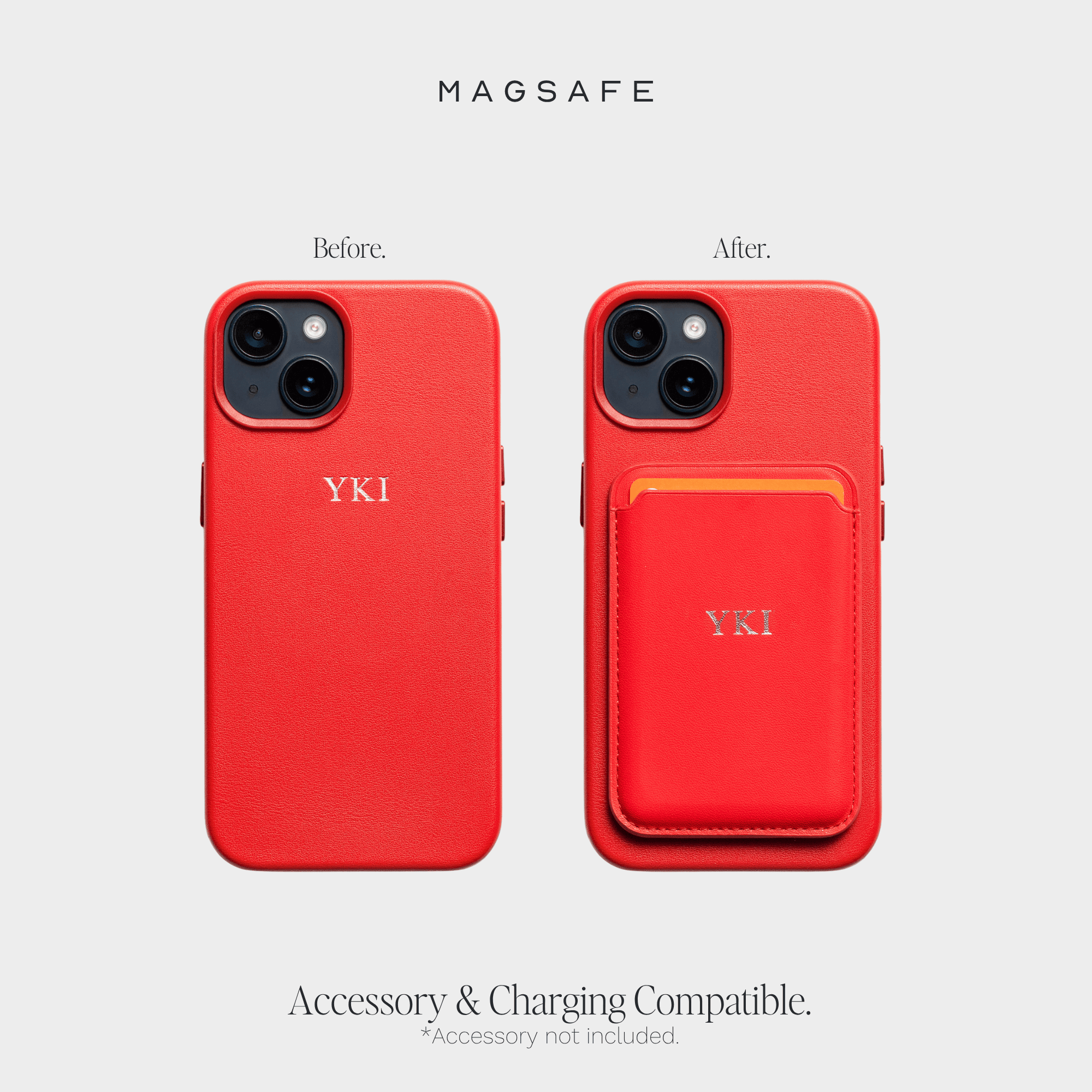 Red MagSafe Grain Texture Personalized Case