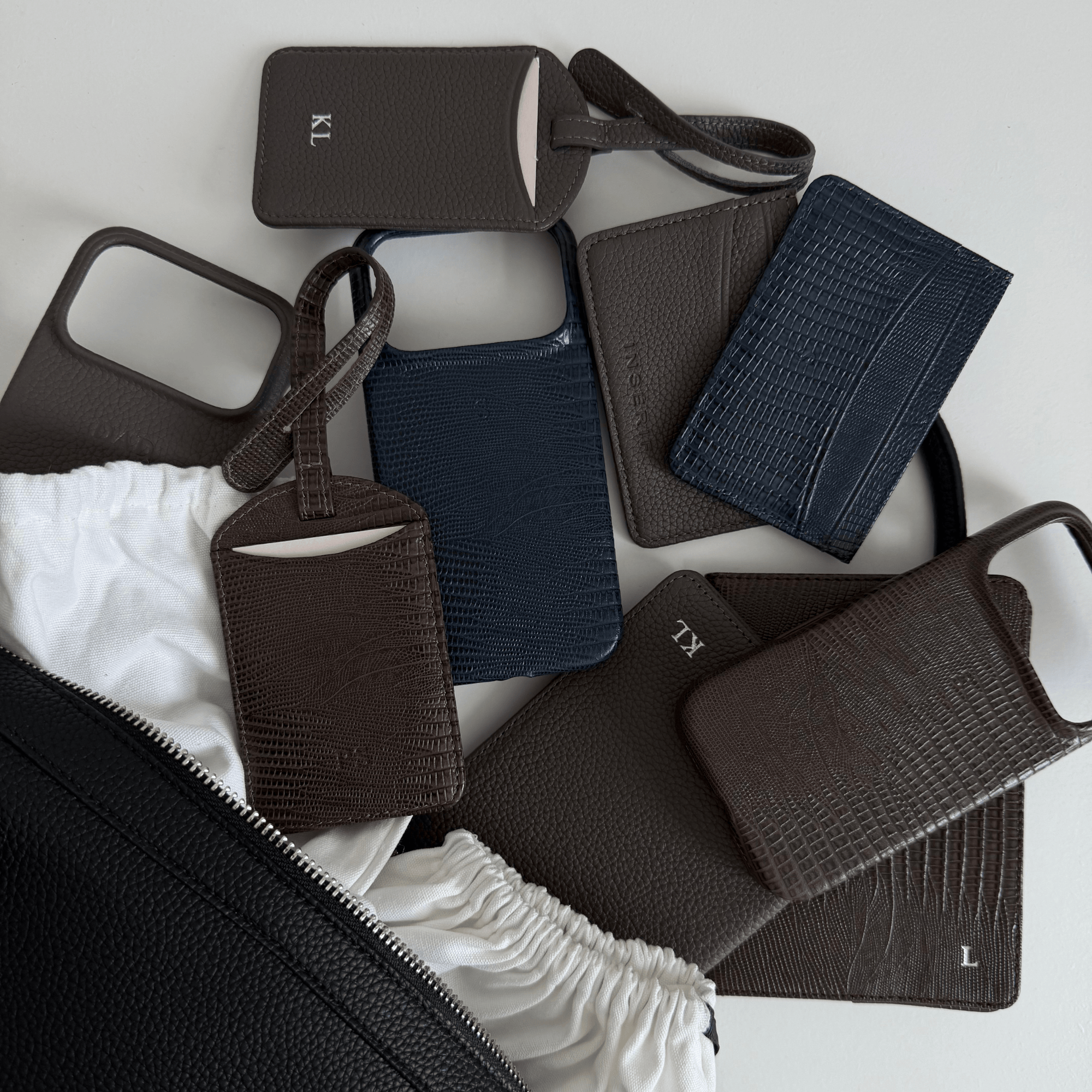 Navy Lizard Leather Personalized Card Holder