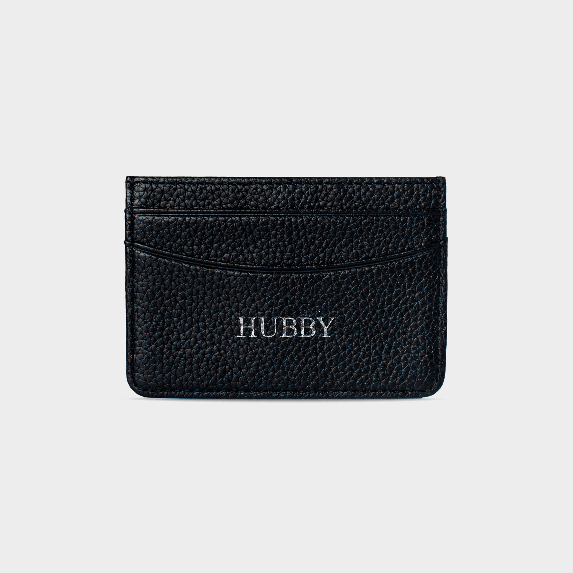 Black Pebble Leather Personalized Card Holder