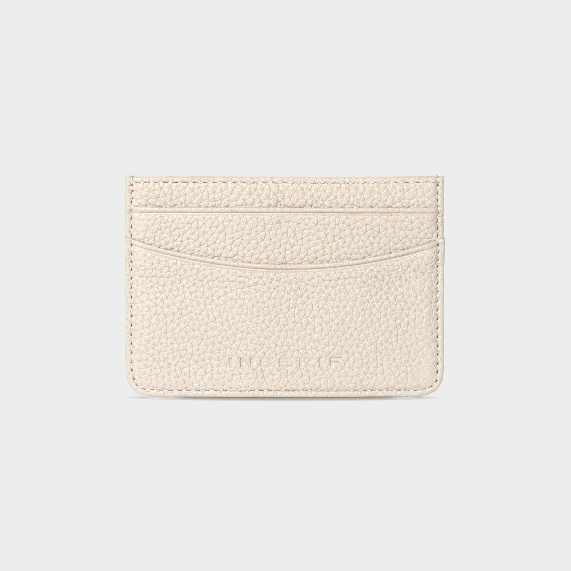 White Pebble Leather Personalized Card Holder