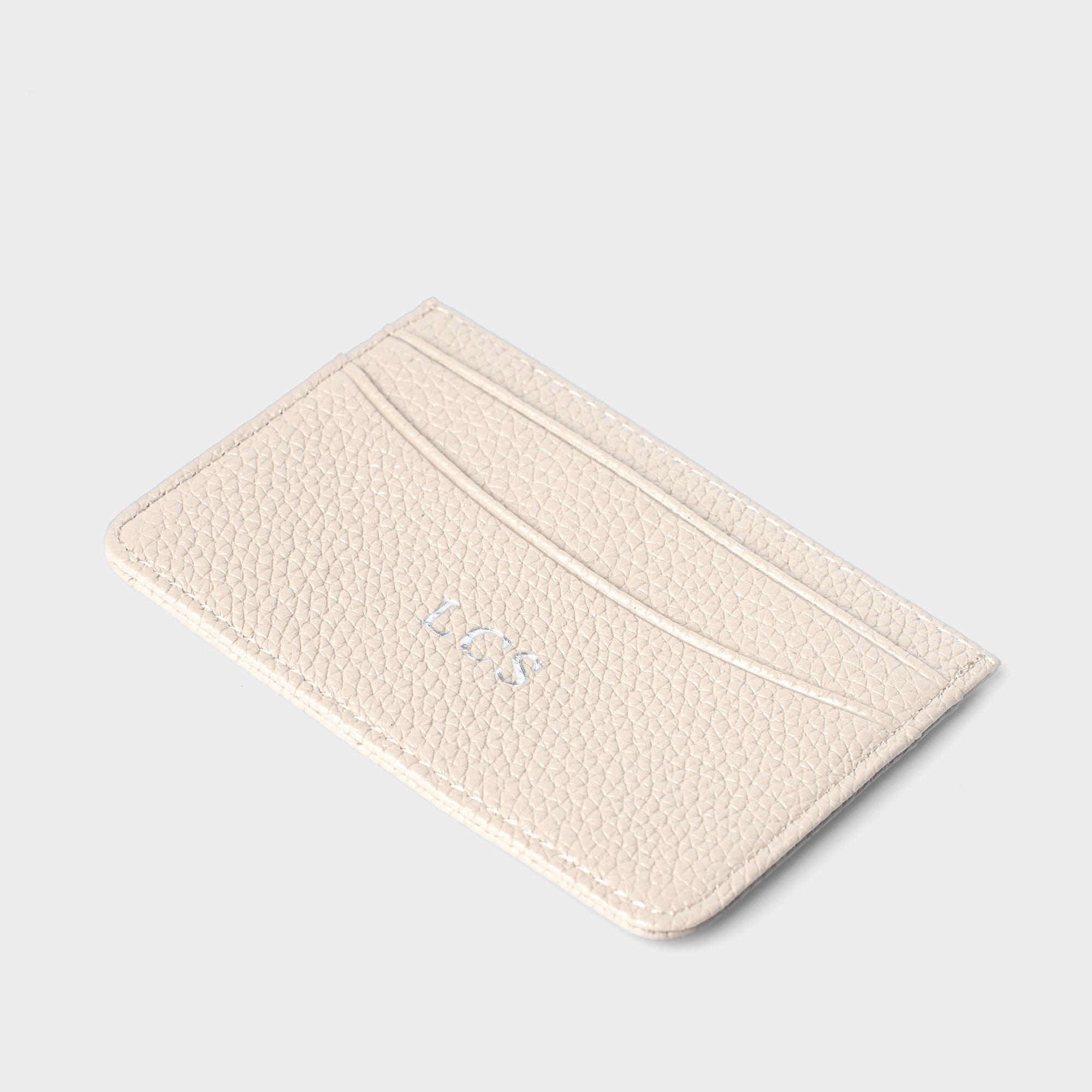 White Pebble Leather Personalized Card Holder