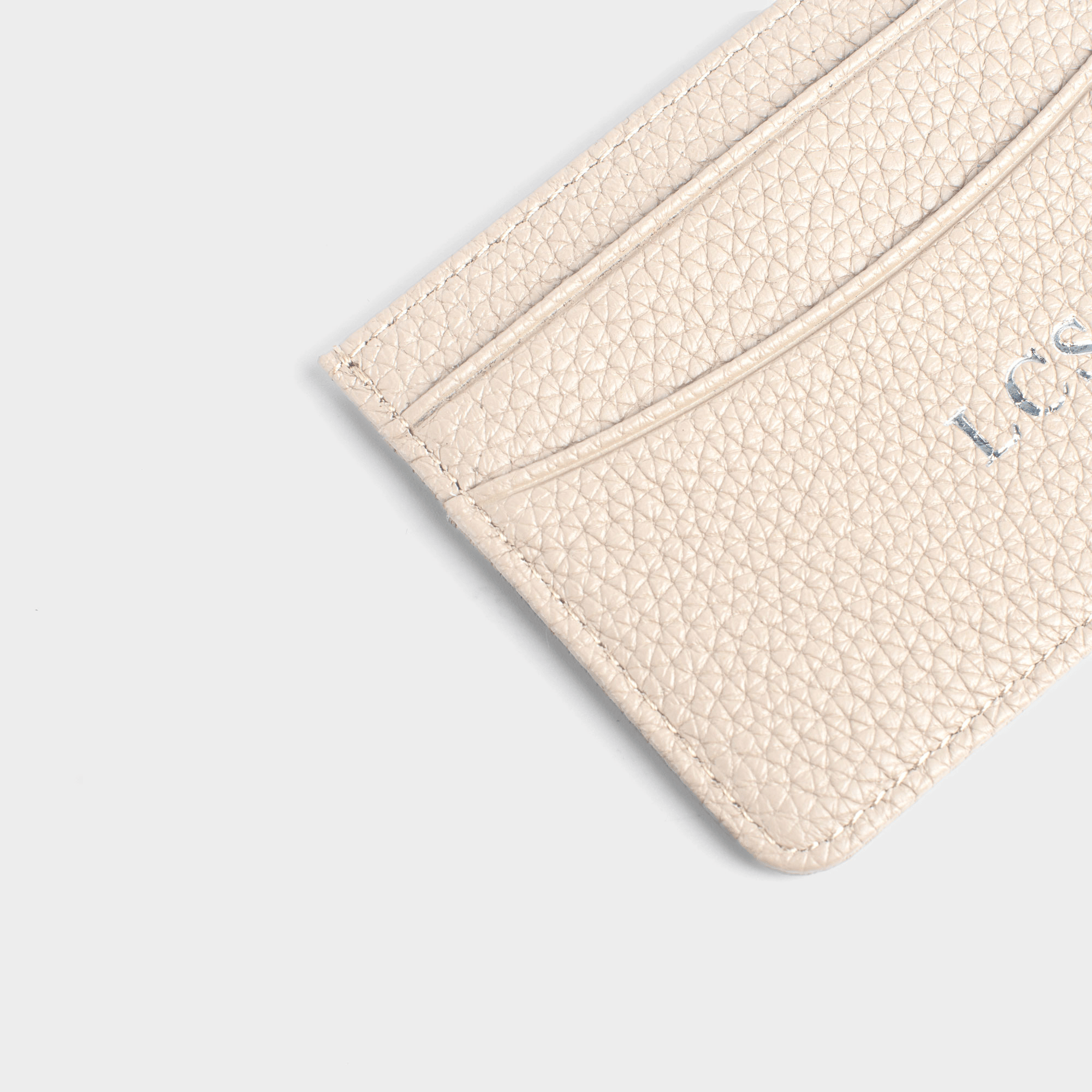 White Pebble Leather Personalized Card Holder