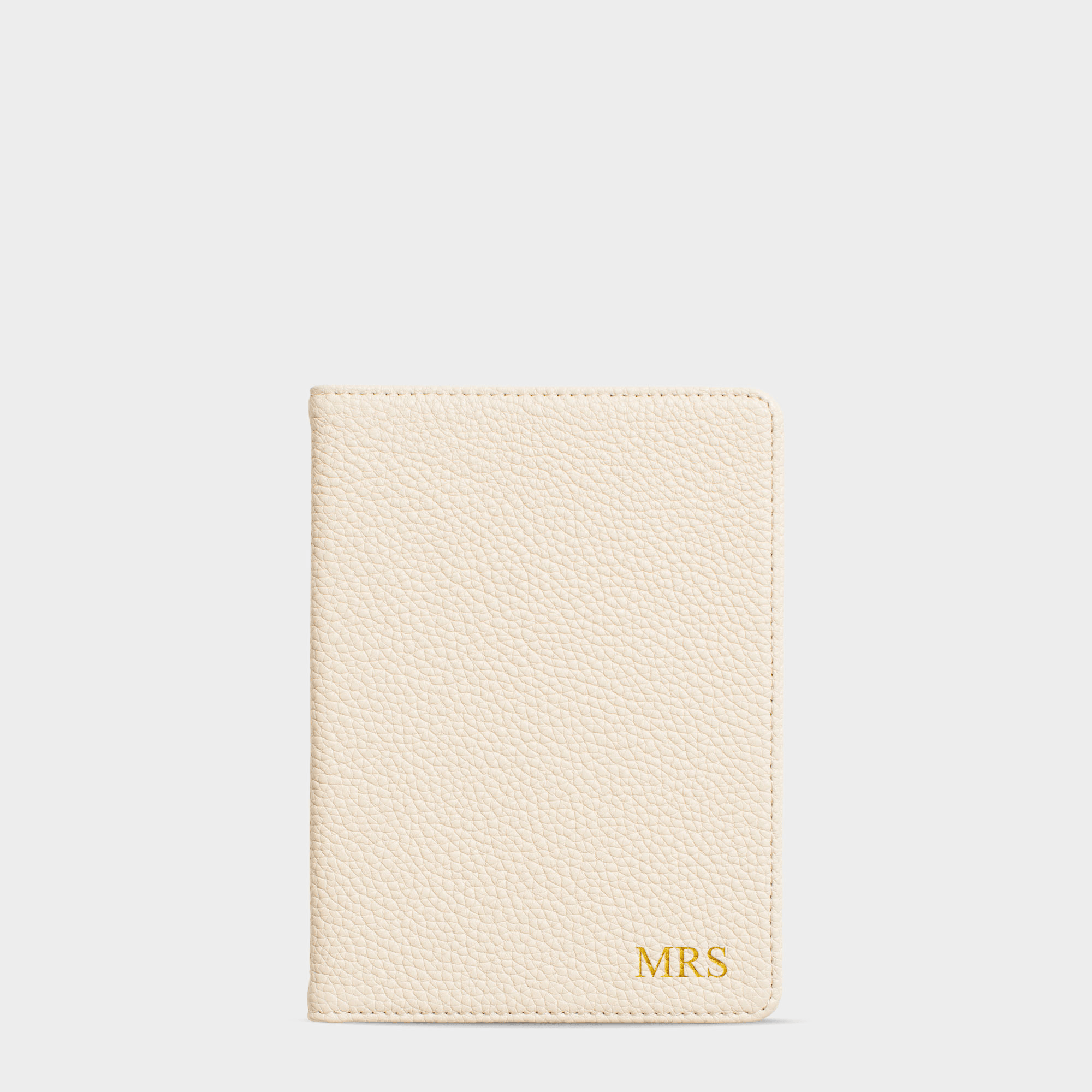 White Pebble Leather Personalized Passport Holder