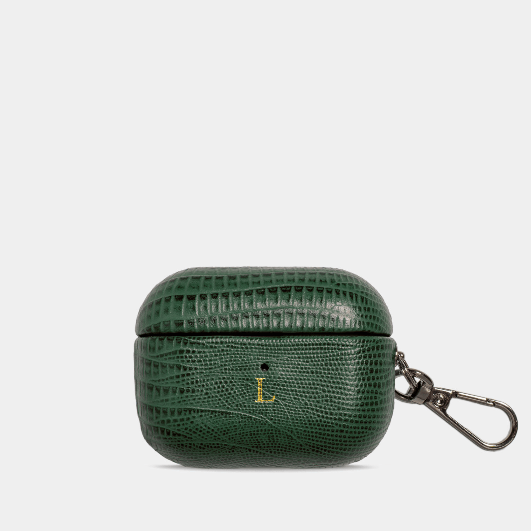 Dark Green AirPods Lizard Leather Personalized Case
