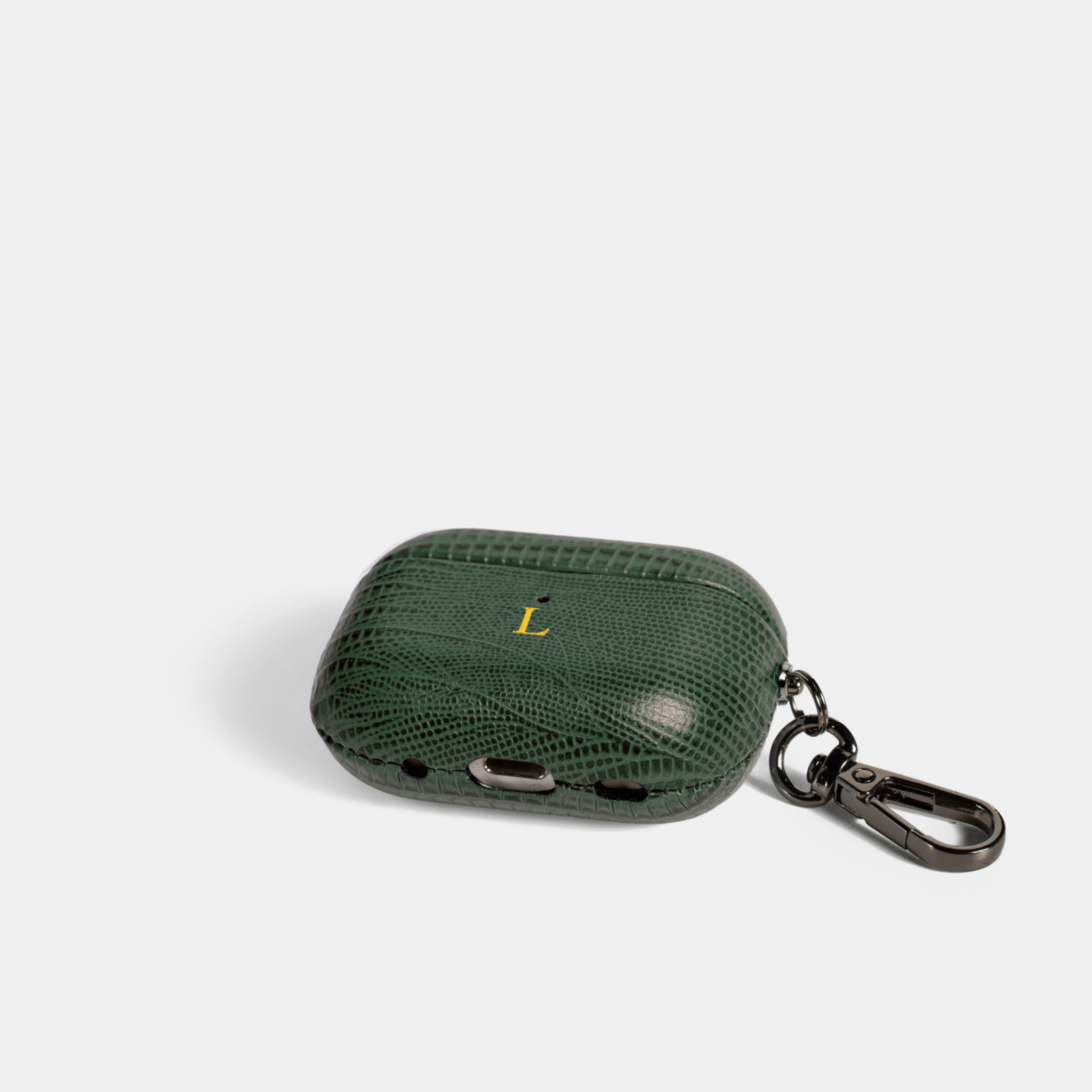 Dark Green AirPods Lizard Leather Personalized Case