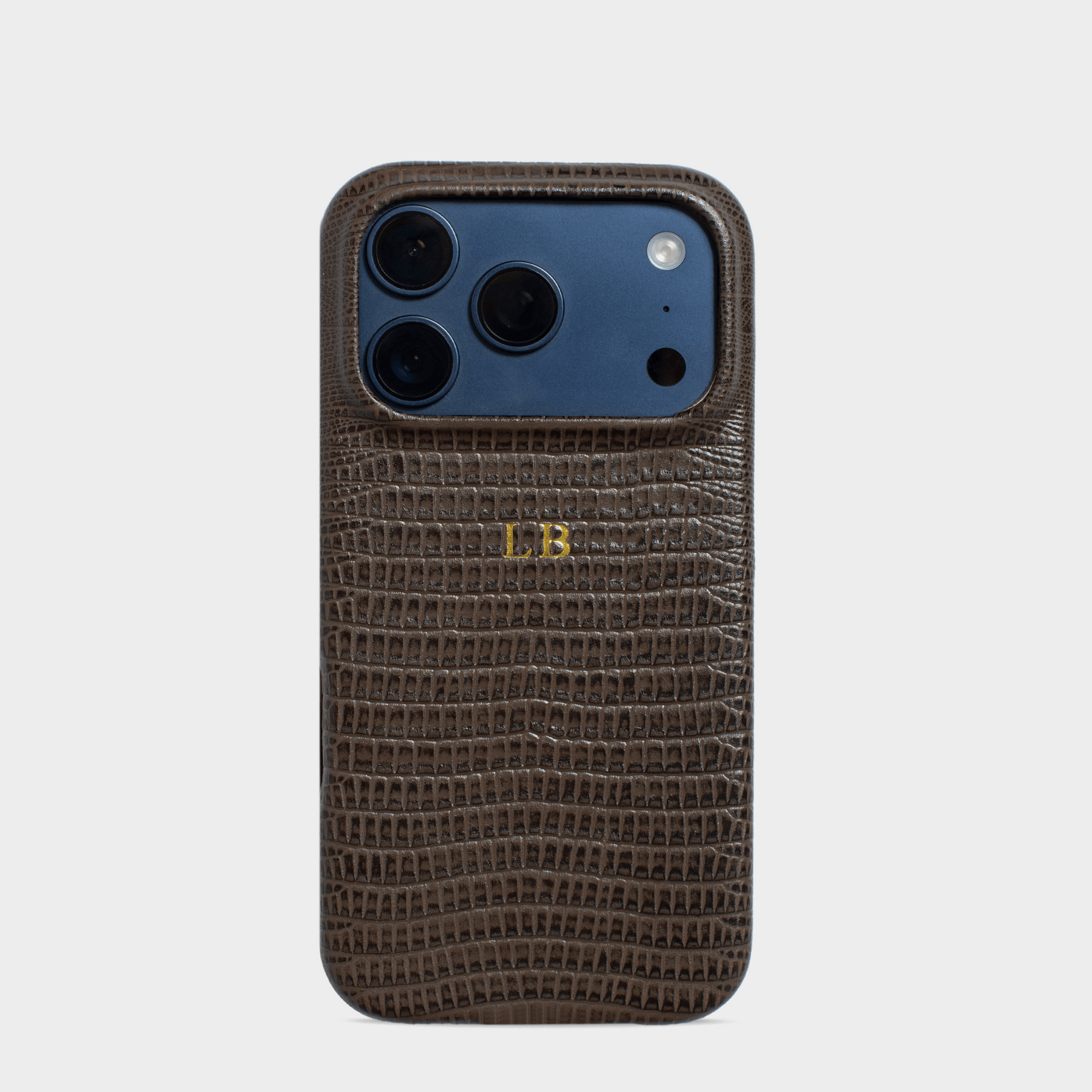 Dark Brown MagSafe Lizard Leather Personalized Case