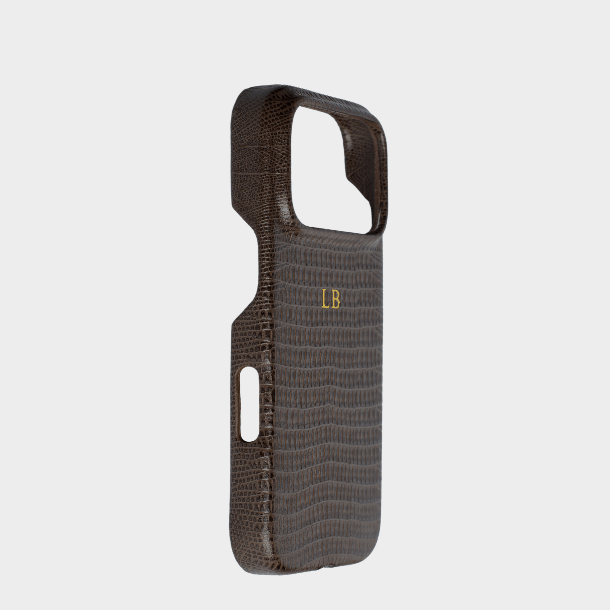 Dark Brown MagSafe Lizard Leather Personalized Case