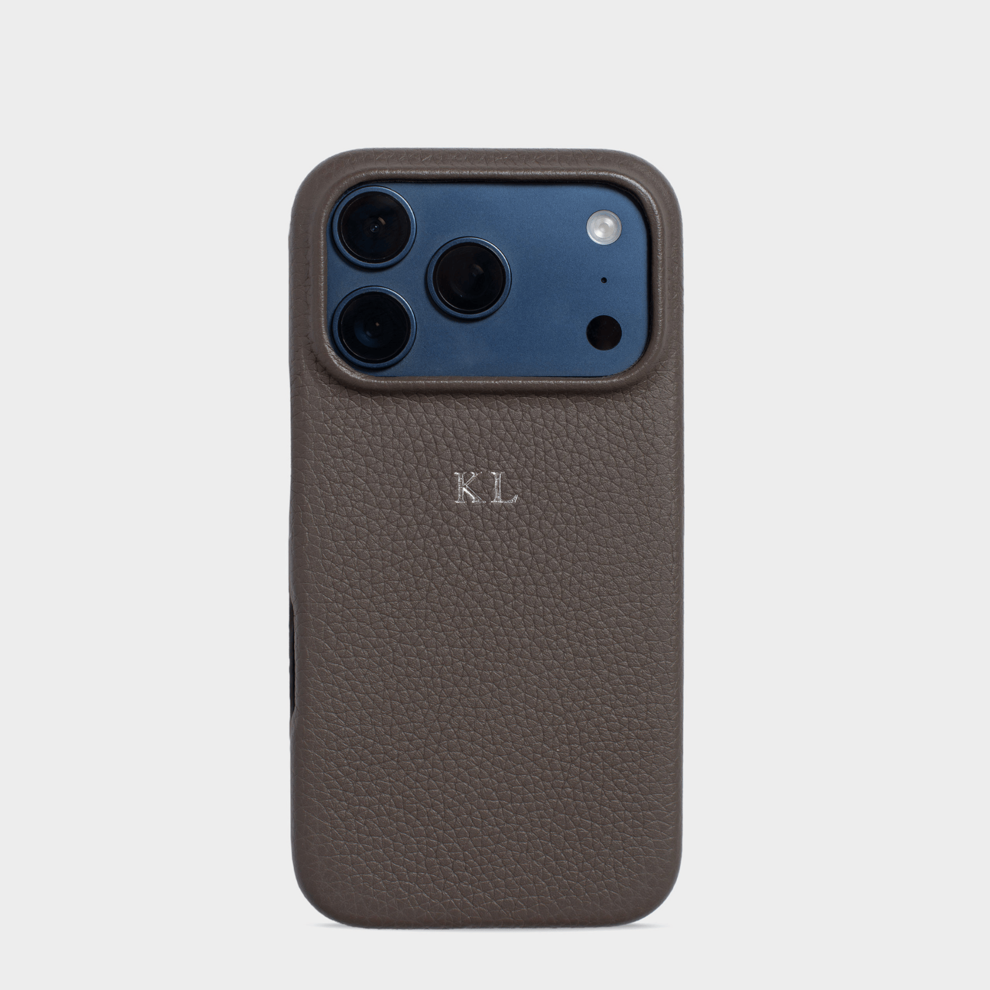 Grey MagSafe Pebble Leather Personalized Case