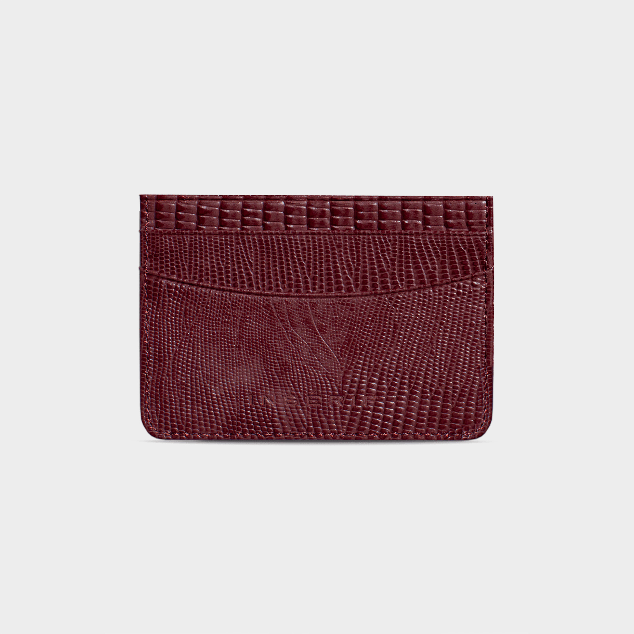 Burgundy Lizard Leather Personalized Card Holder