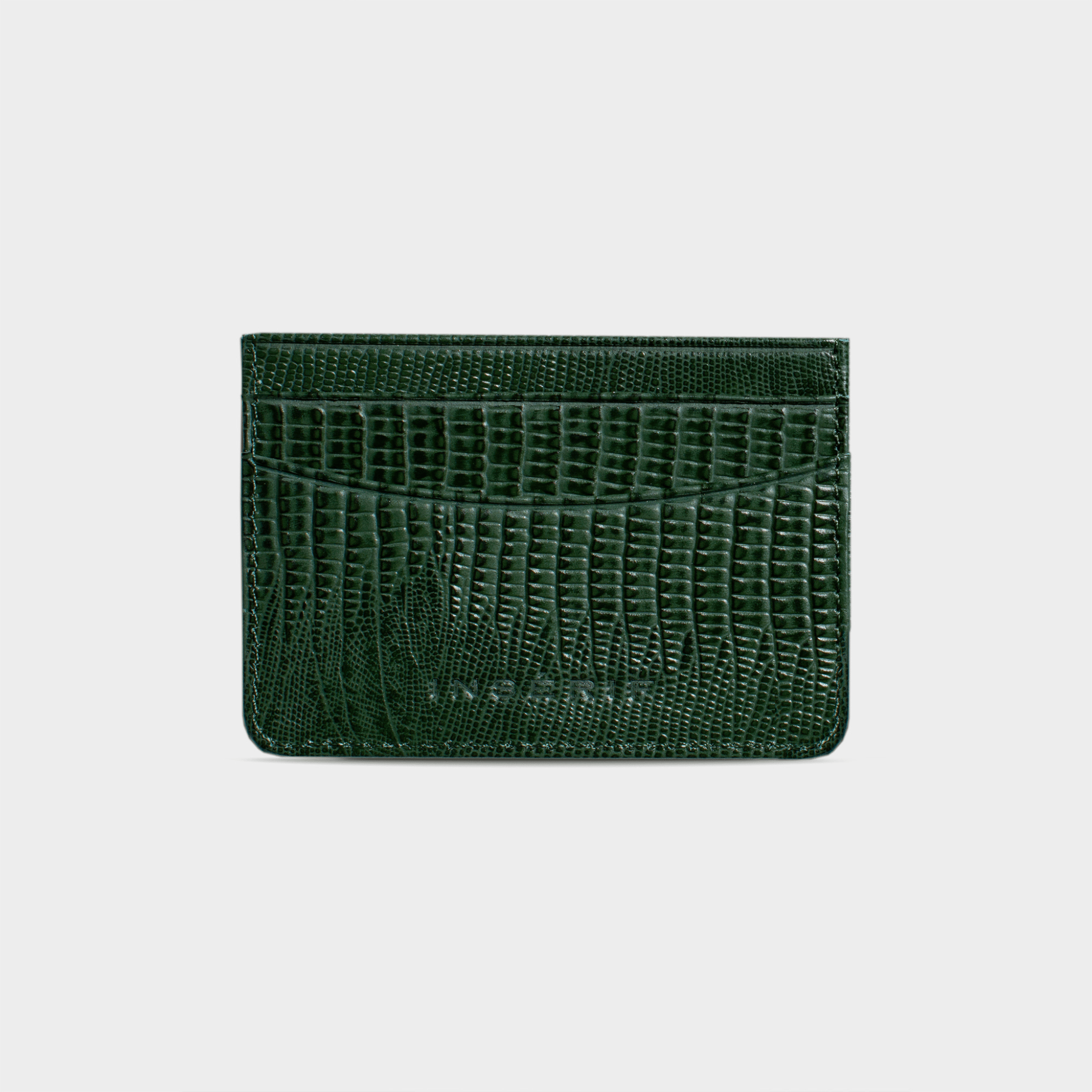 Dark Green Lizard Leather Personalized Card Holder