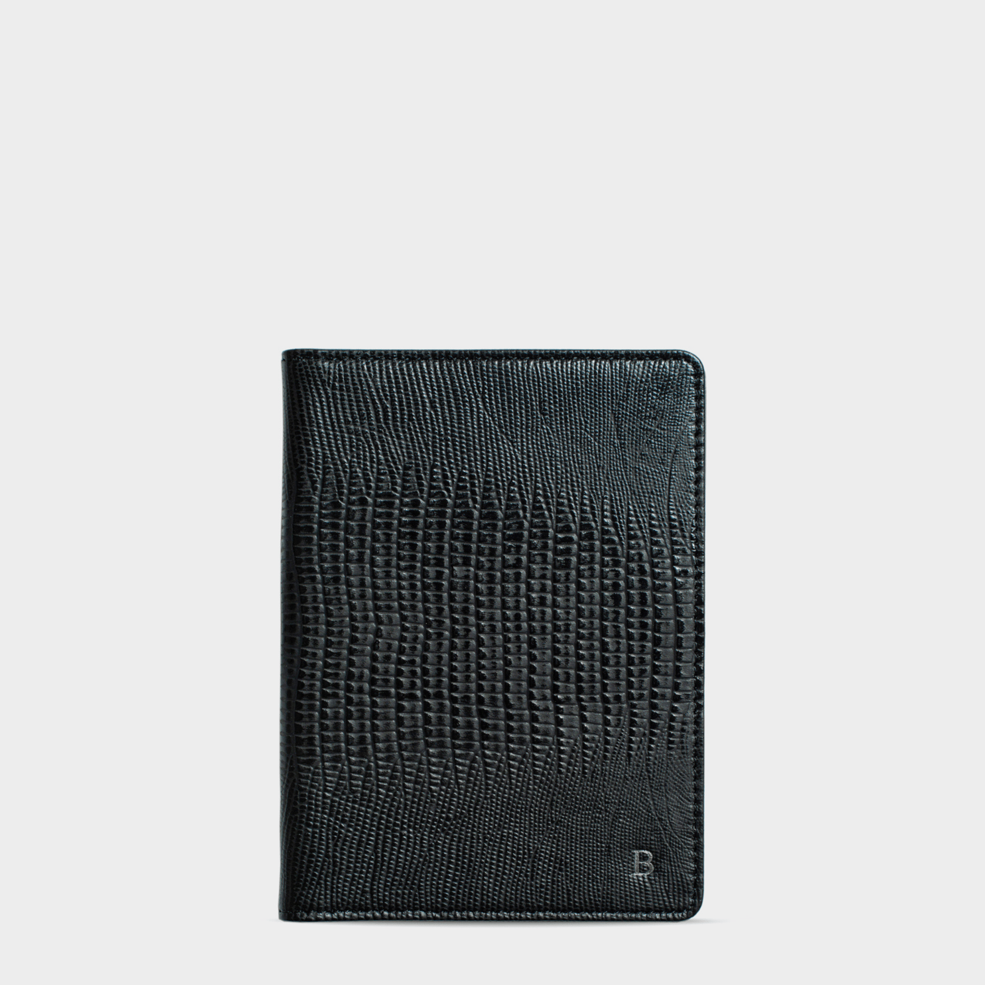 Black Lizard Leather Personalized Passport Holder