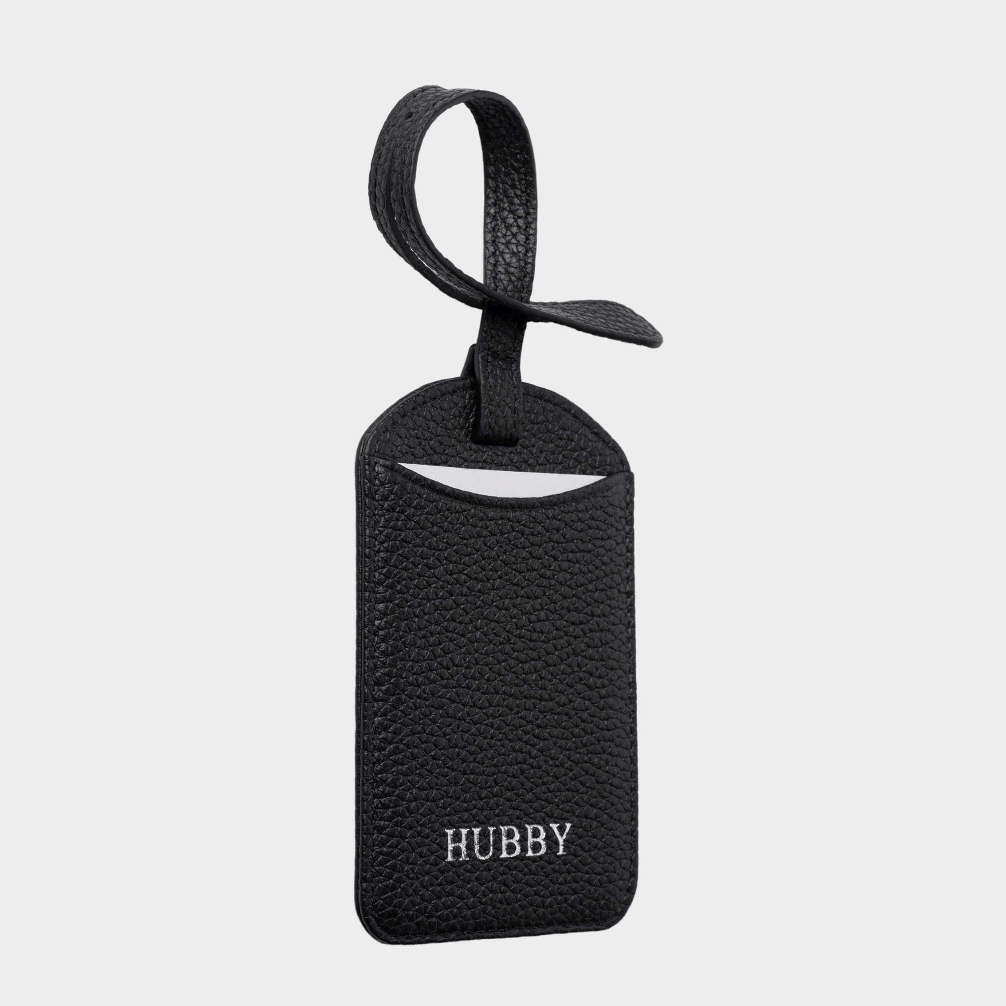 Black Pebble Leather Personalized Luggage Tag