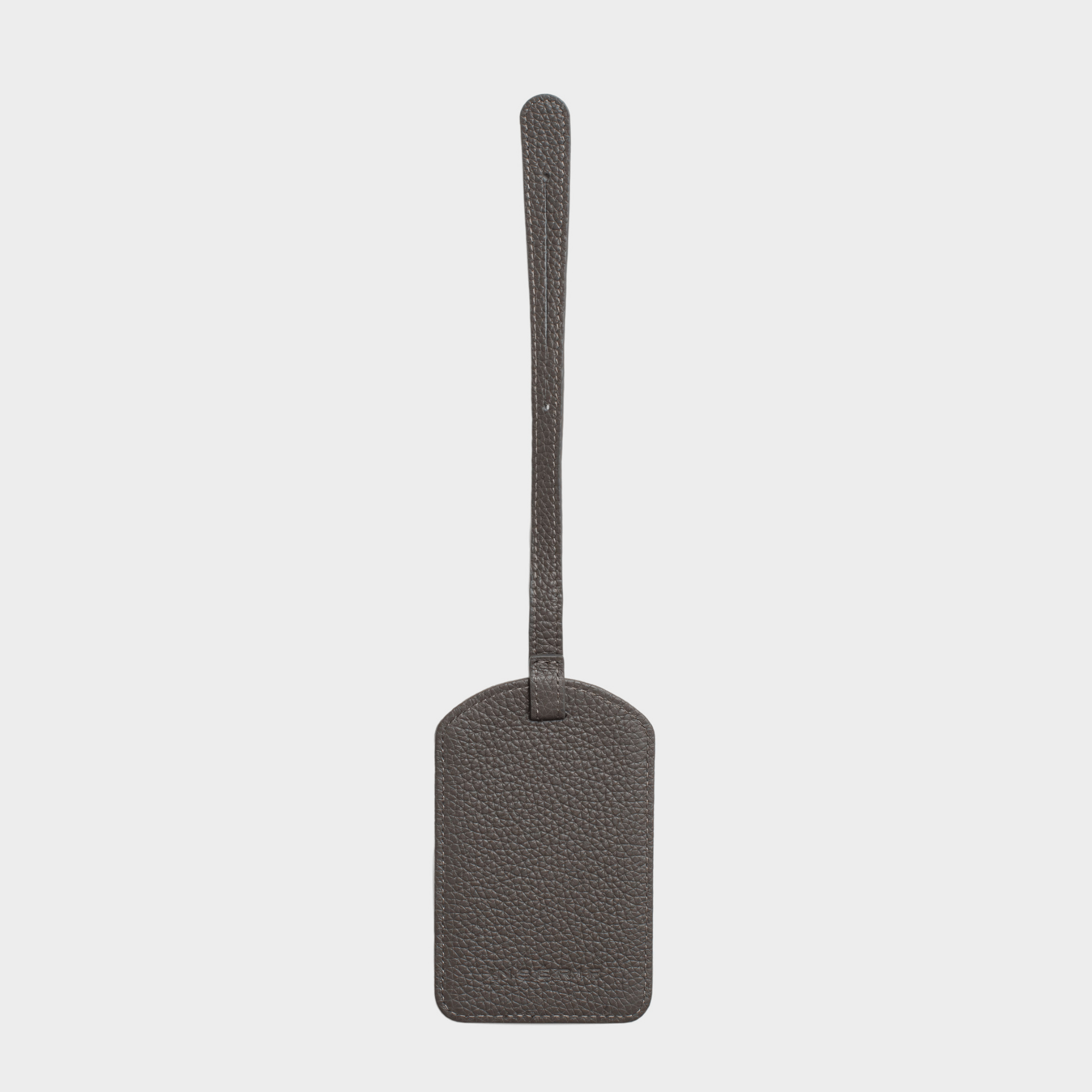 Grey Pebble Leather Personalized Luggage Tag