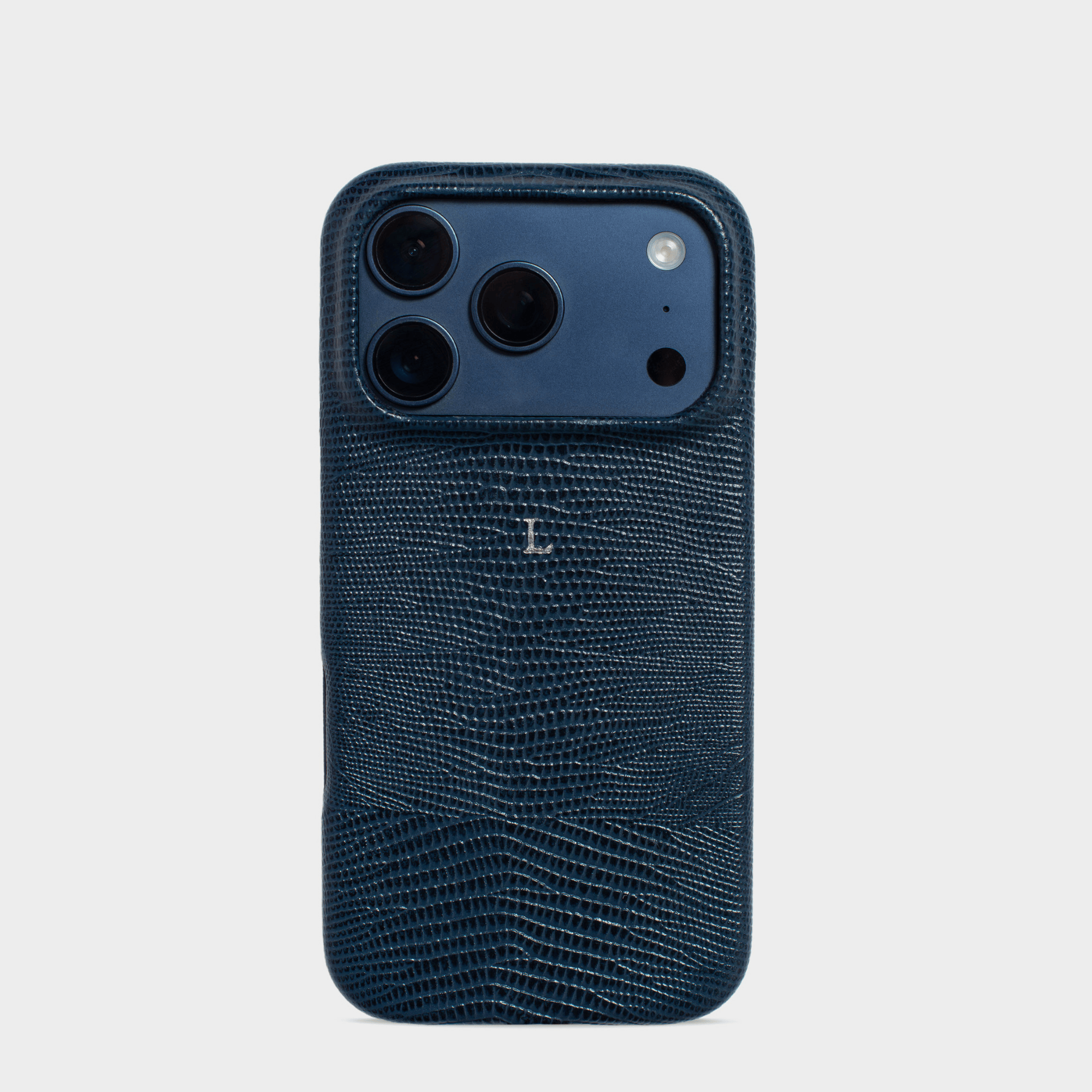 Navy MagSafe Lizard Leather Personalized Case