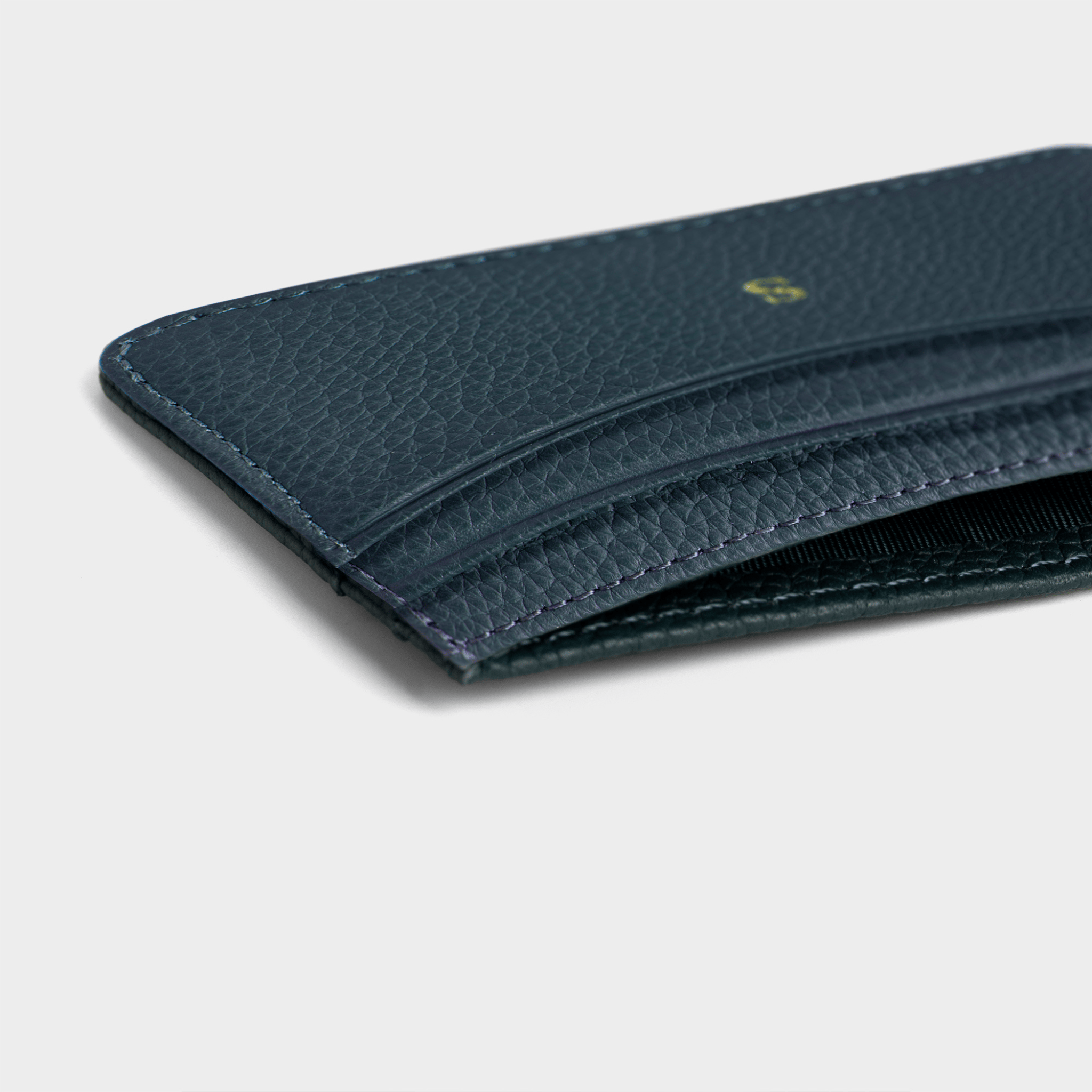 Navy Pebble Leather Personalized Card Holder